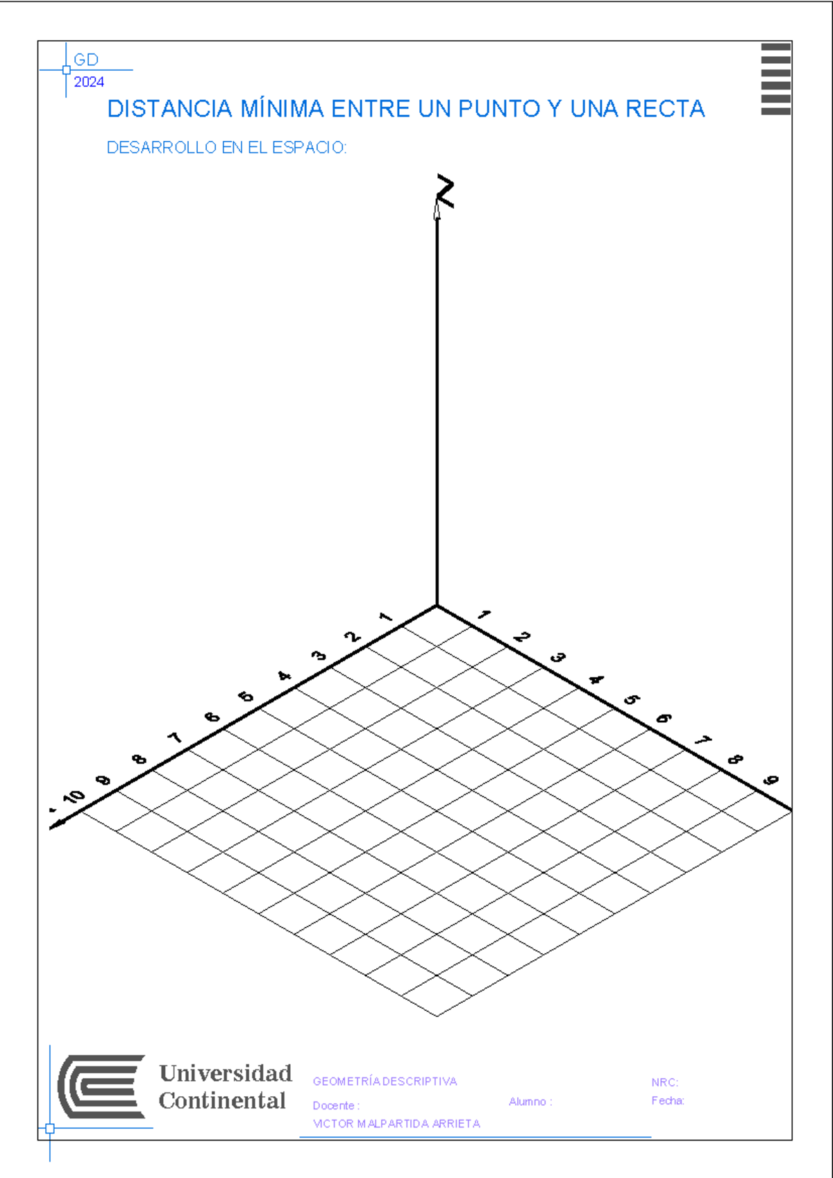 Plantilla Distancia minima - Geométria descriptiva - X Z 1 2 3 4 5 6 7 ...