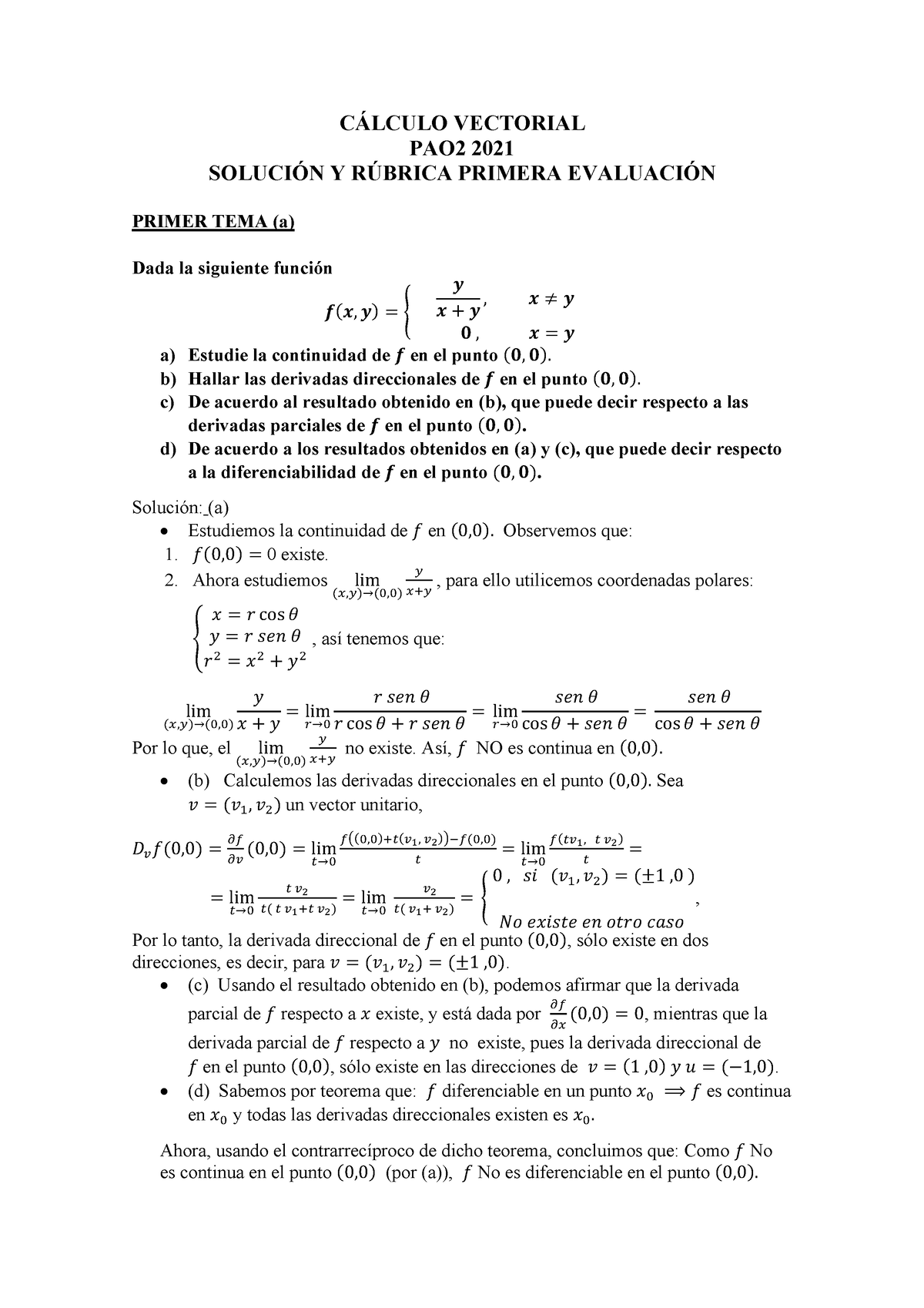 EXA-2021-2S- Cálculo Vectorial - CÁLCULO VECTORIAL PAO2 2021 SOLUCIÓN Y ...