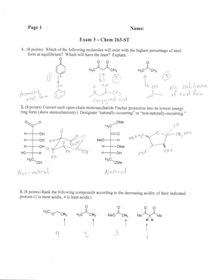 CHEM 263 E2 Solutions - Notes for Exam 2 - Monday, January 24, , 2022 2 ...