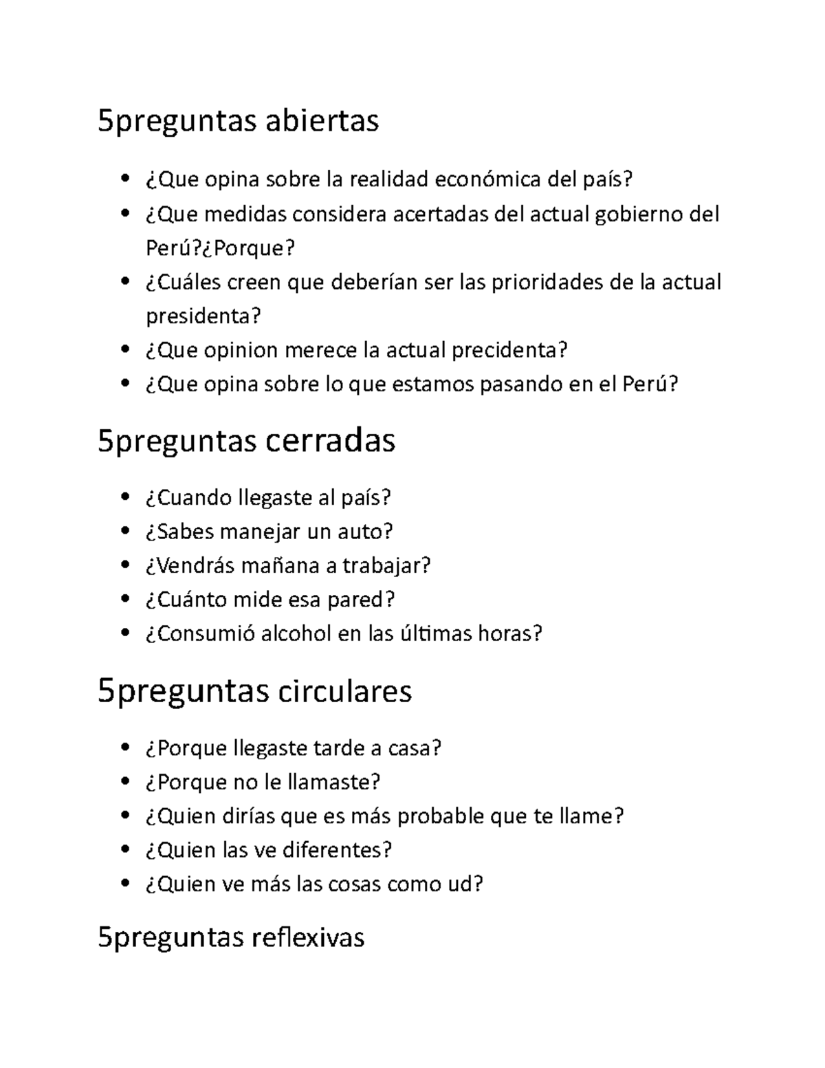 5preguntas Tarea Preguntas Abiertas Cerradas Circulares Reflexivas