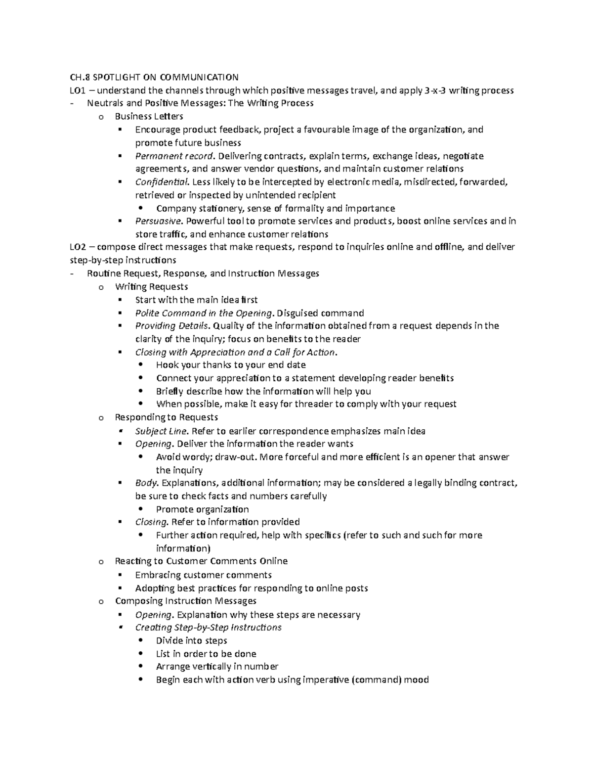 COMM 205 10-02 - Lecture notes 3 - CH SPOTLIGHT ON COMMUNICATION LO1 ...