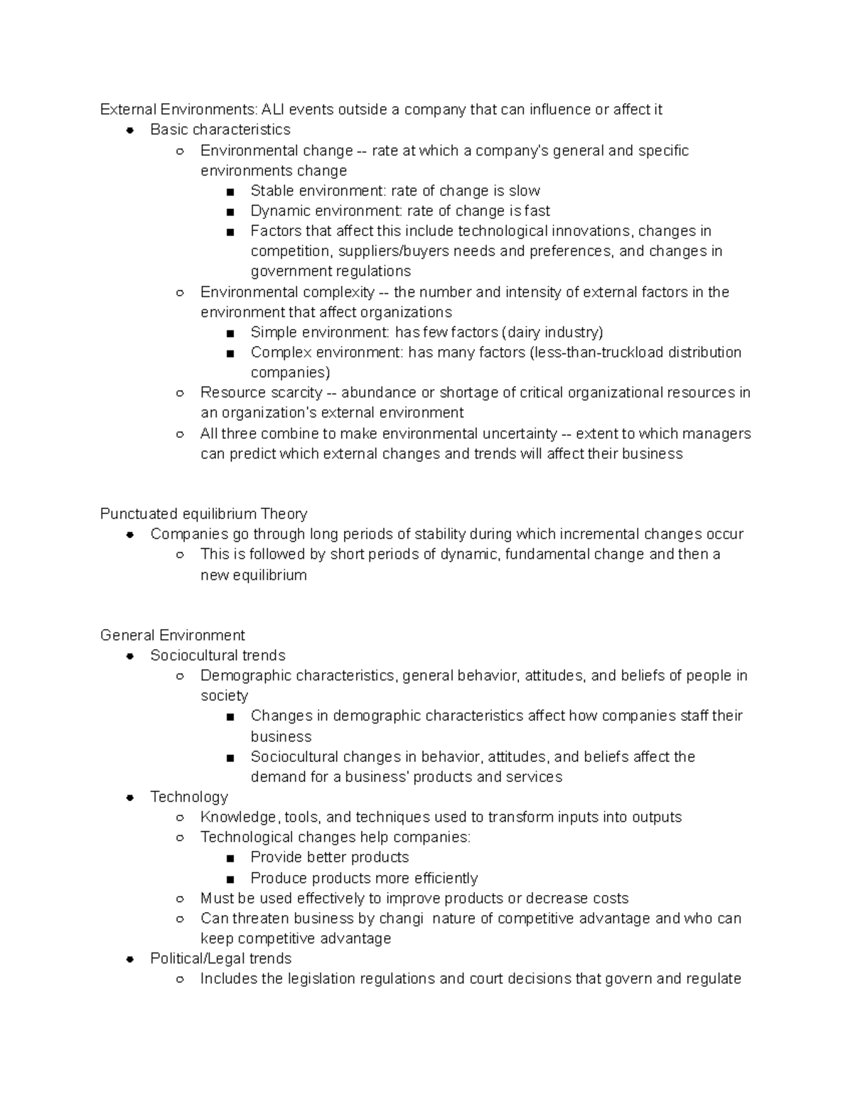 Chapter 3 Organizational Environments And Cultures - External ...