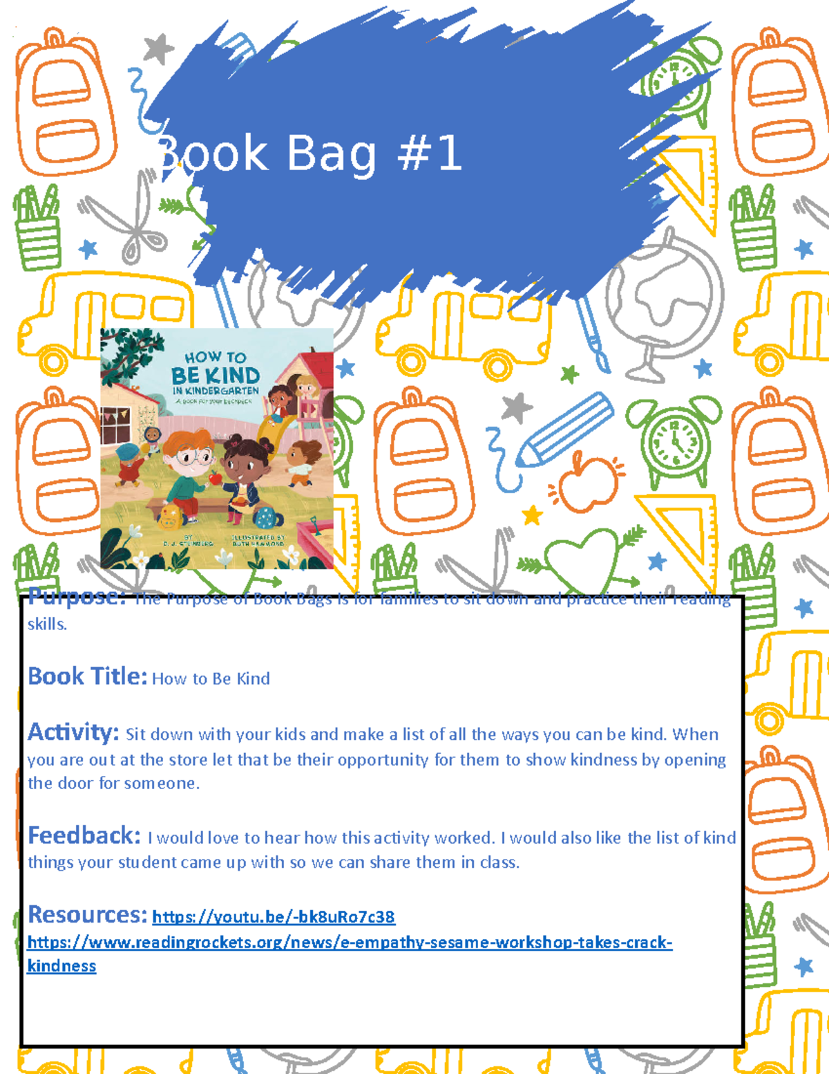 book bag assignment