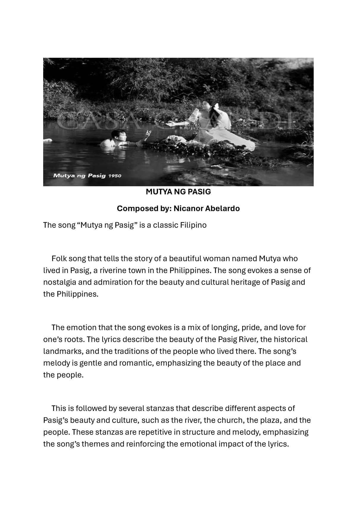 Document (1) - Idk - Mutya Ng Pasig Composed By: Nicanor Abelardo The 