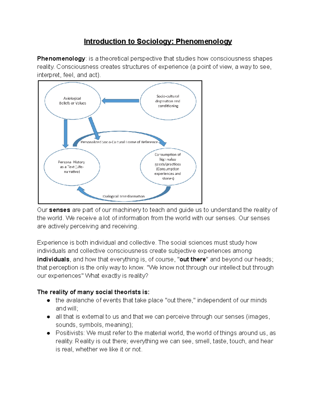 Introduction to Sociology Phenomenology Introduction to Sociology