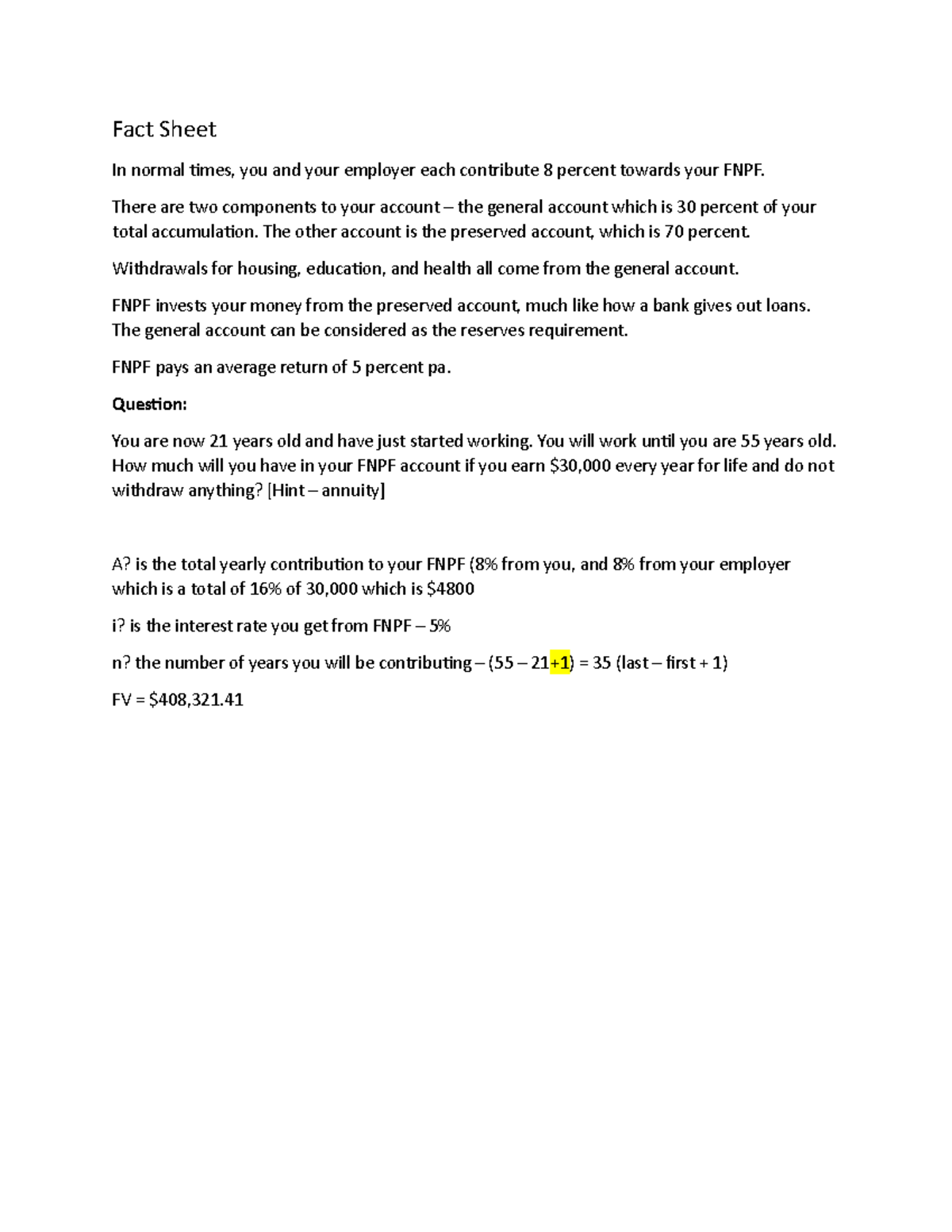 Fact Sheet Fact Sheet In normal times, you and your employer each