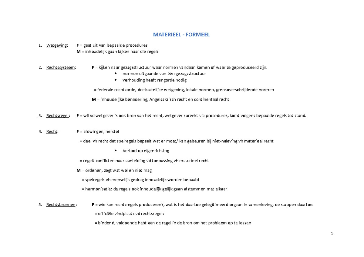 Materieel - Formeel - Inleiding Tot Het Recht - UGent - Studocu