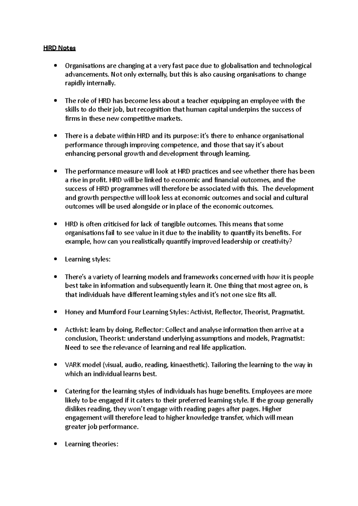 HRD Notes - HRD Notes Organisations are changing at a very fast pace ...