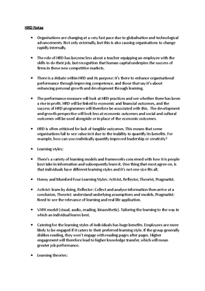 Lecture 6 - Human Resource Development - Human Resource Development ...