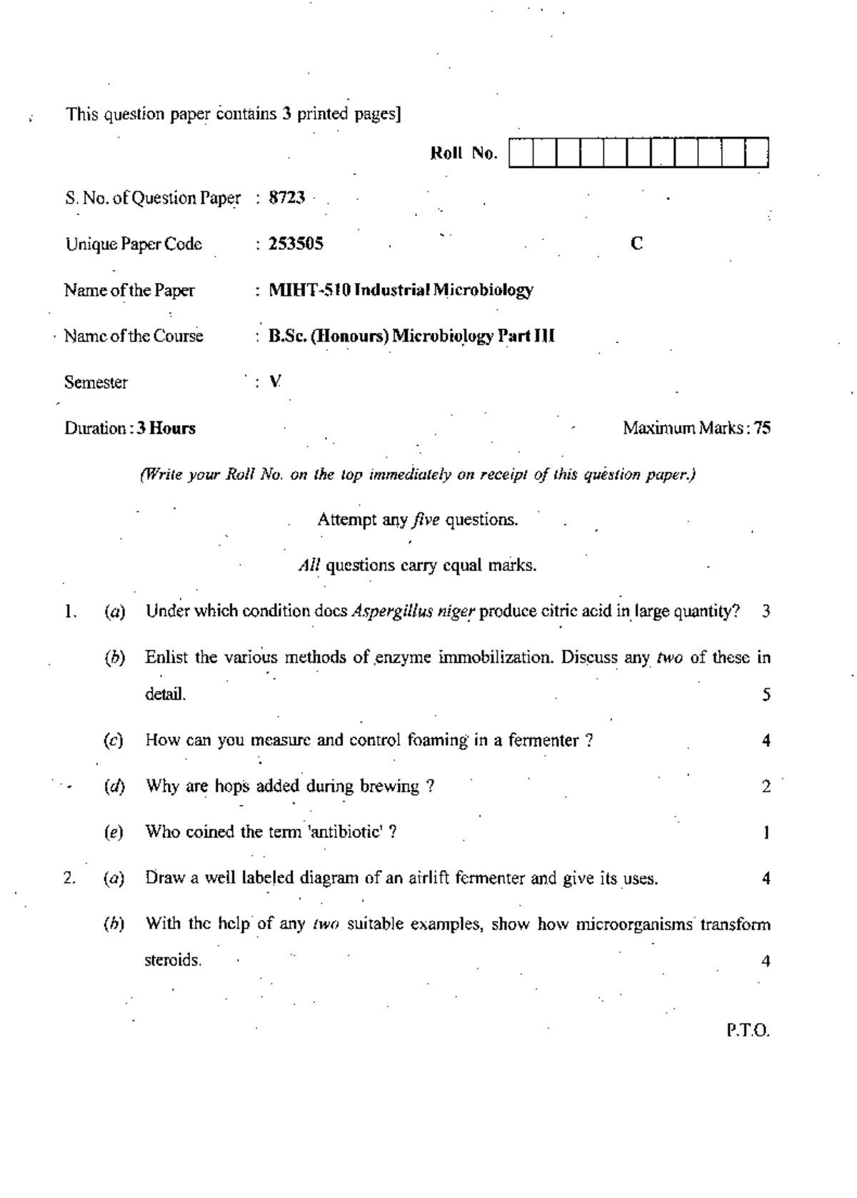 Exam 2012, questions Industrial Microbiology Studocu