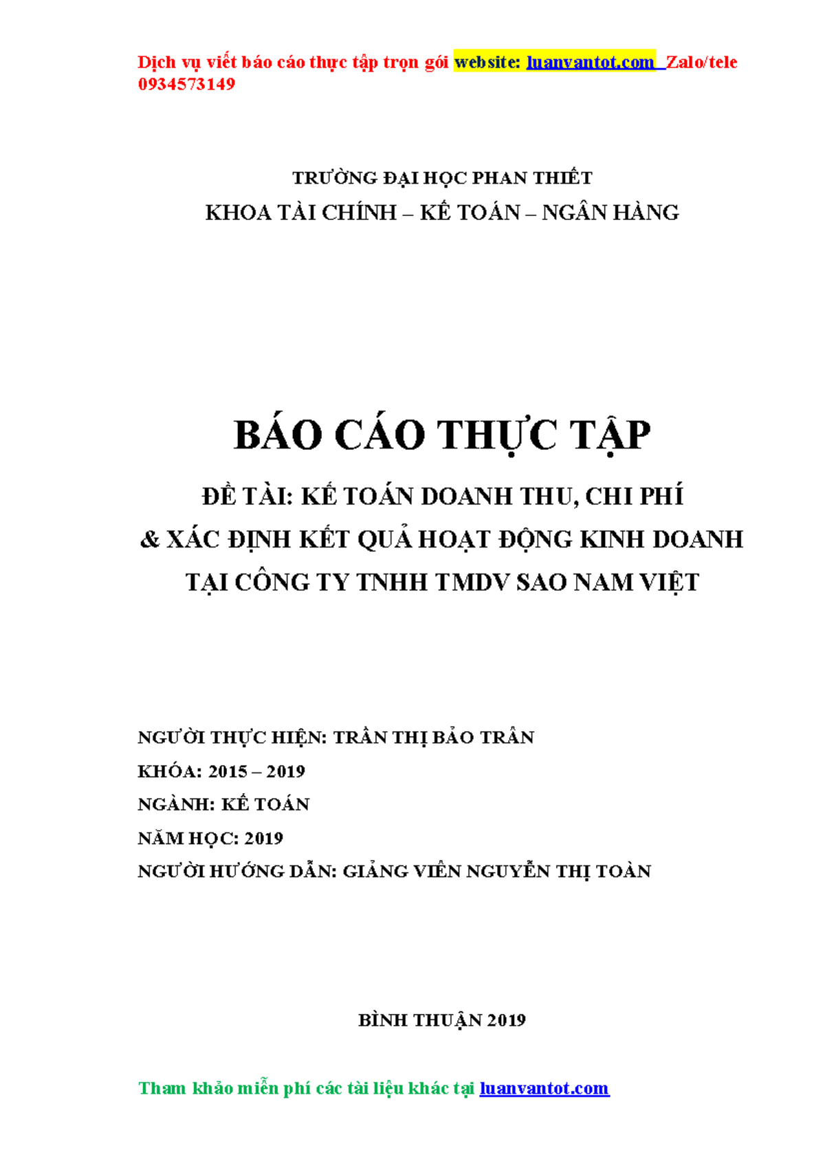 Báo Cáo Thực Tập Kế Toán Đại Học Phan Thiết Dịch Vụ Viết Báo Cáo Thực Tập Trọn Gói Website 6413