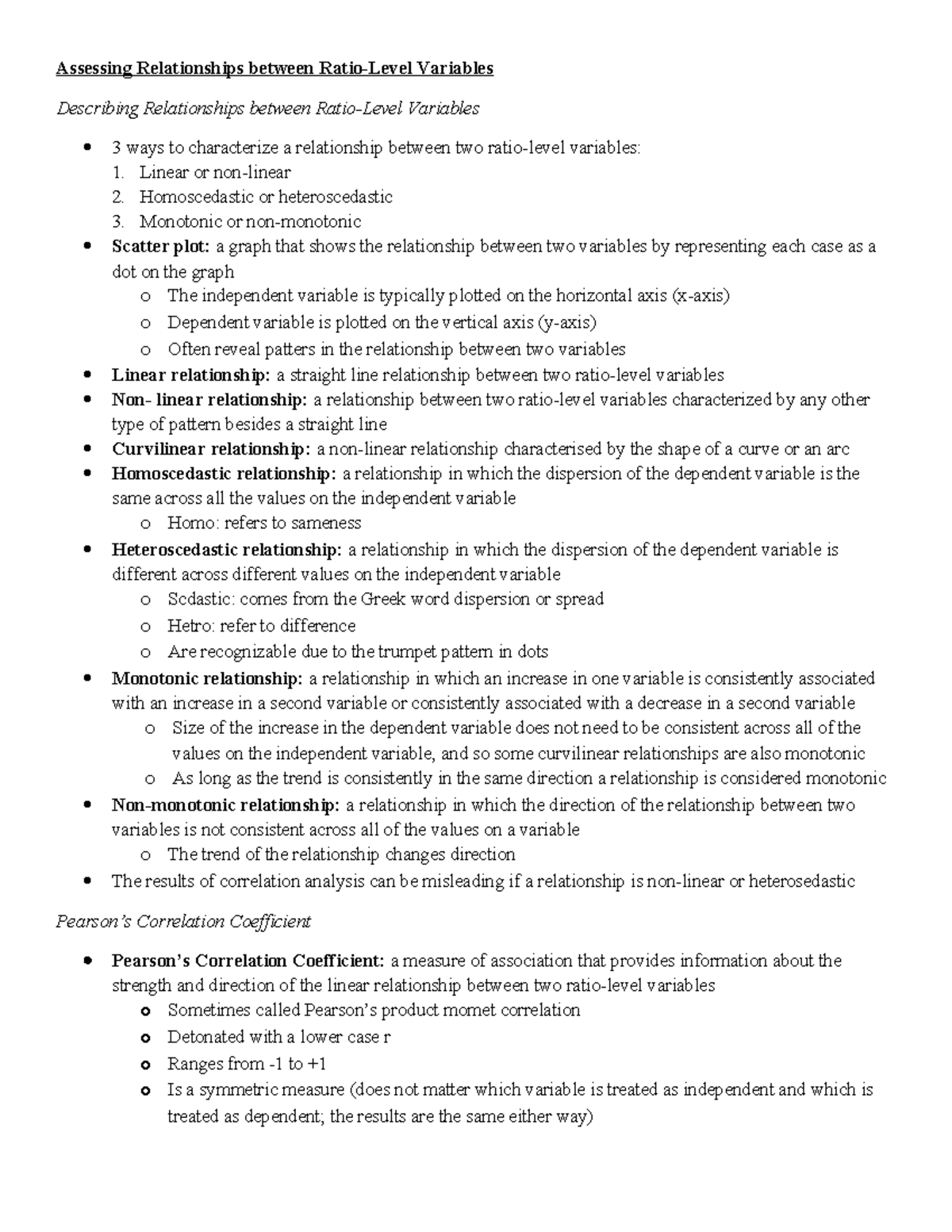 Chapter 10 Assessing Relationships between Ratio-Level Variables ...