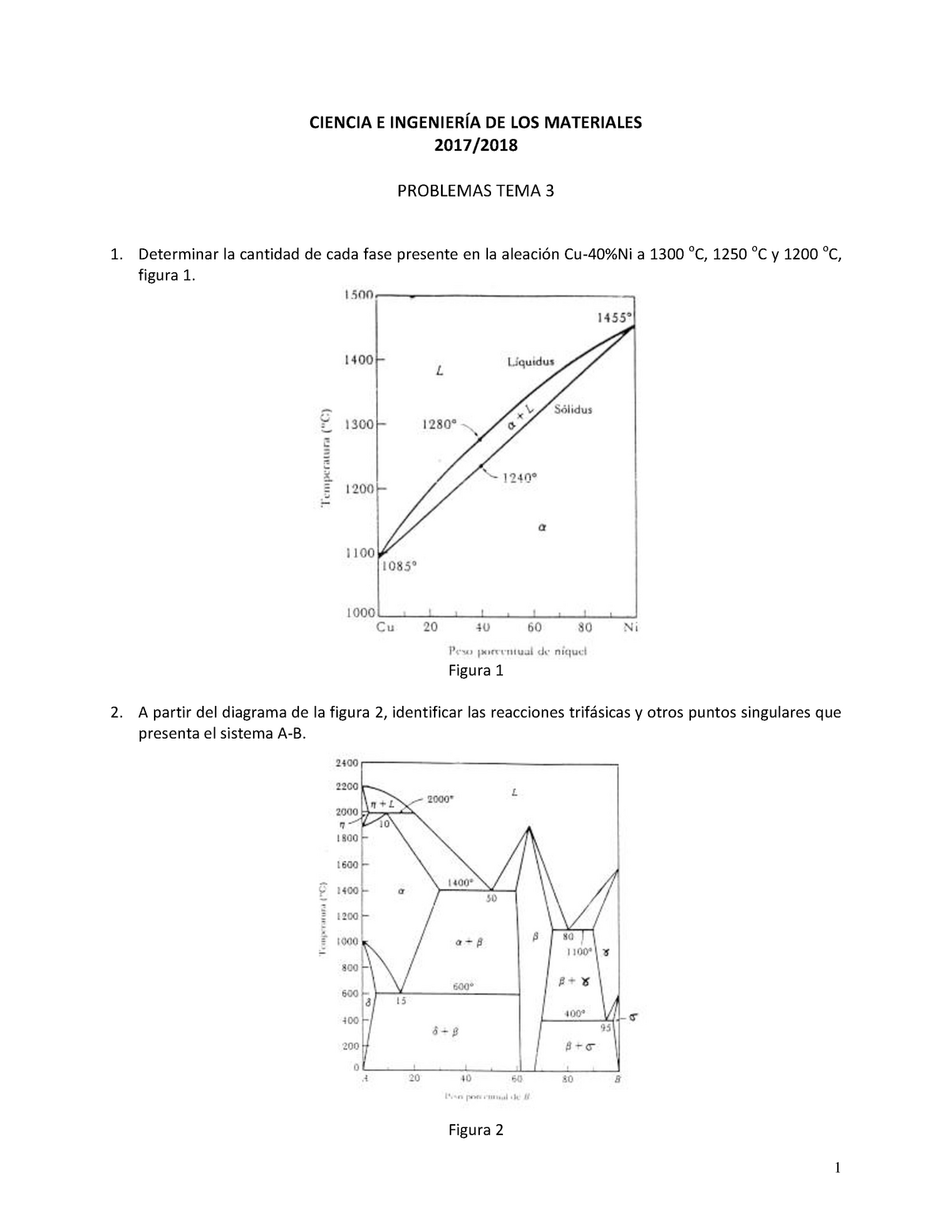 tema 3 ejercicios diagrama de fases binario 1 ciencia e ingenierÍa de