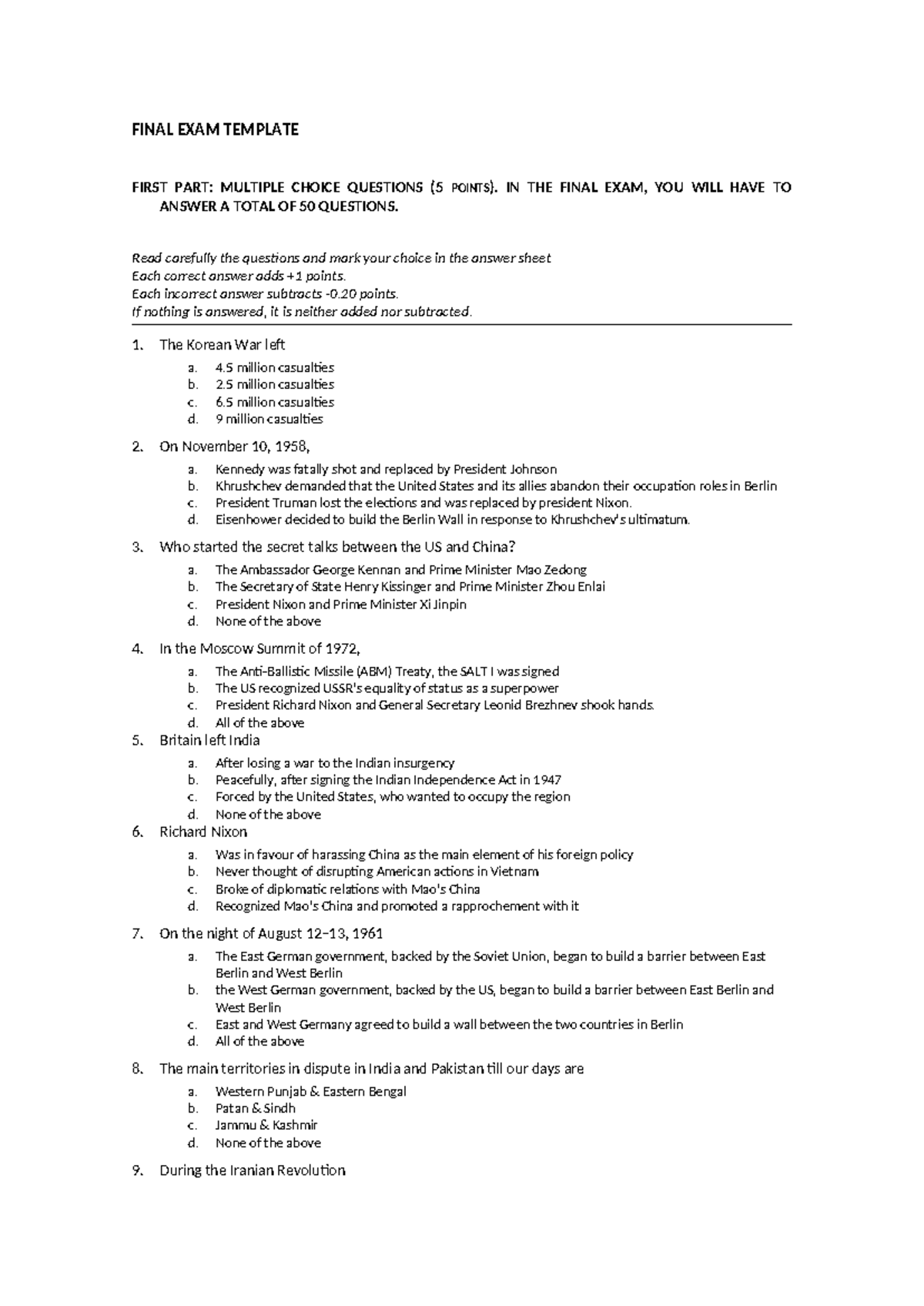 Examen final diciembre - FINAL EXAM TEMPLATE FIRST PART: MULTIPLE ...