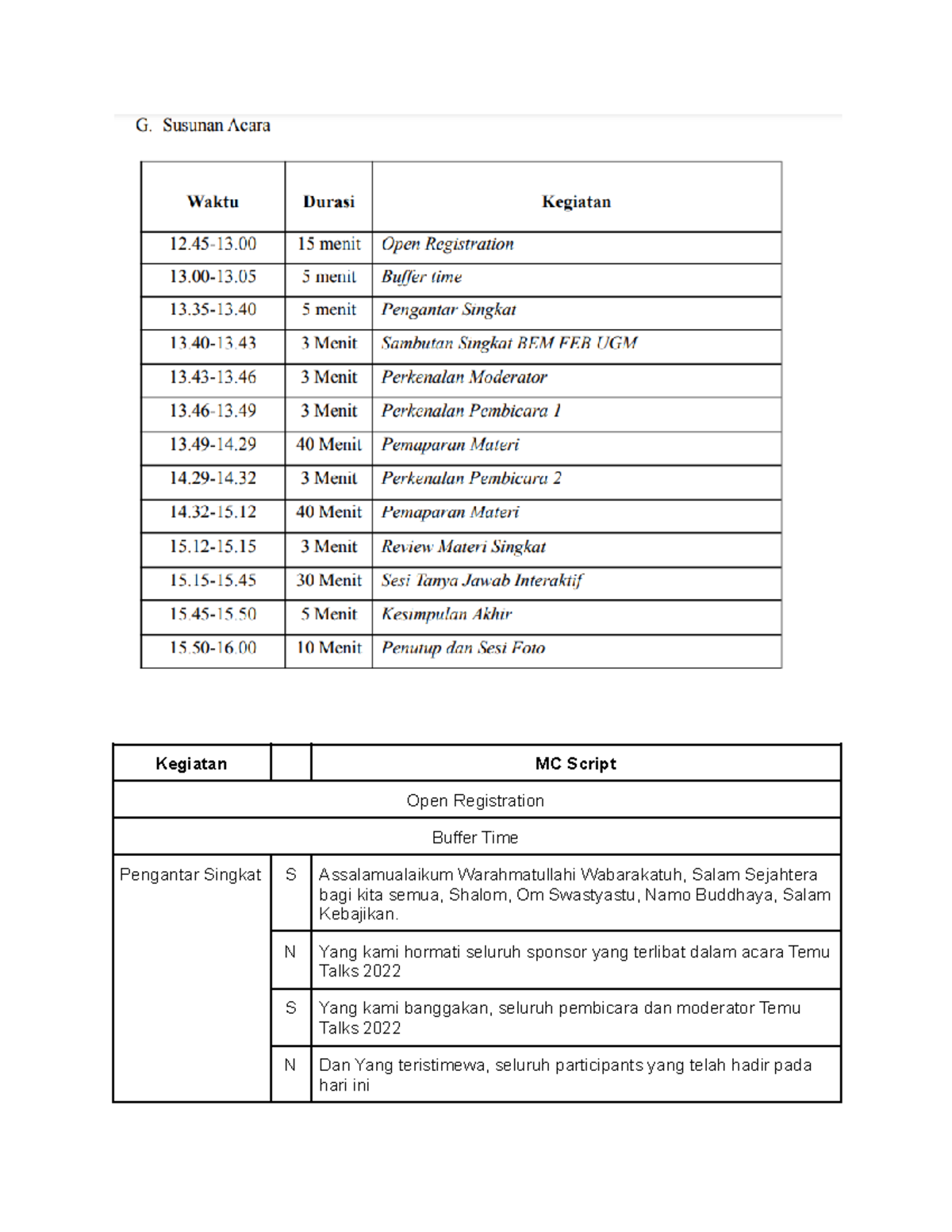Script MC TEMU Talks - Kegiatan MC Script Open Registration Buffer Time ...