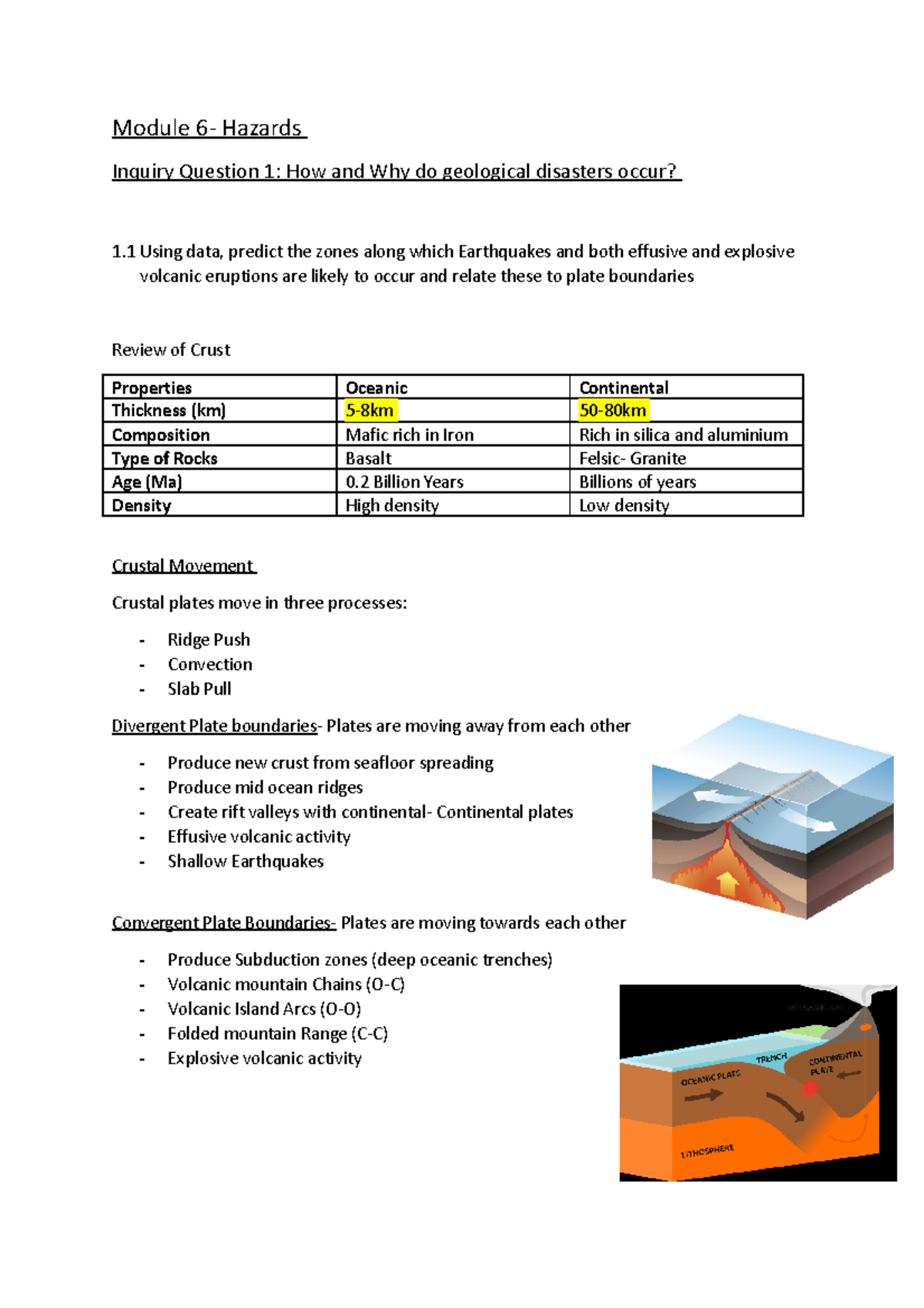 Module 6 Notes - Module 6- Hazards Inquiry Question 1: How and Why do ...