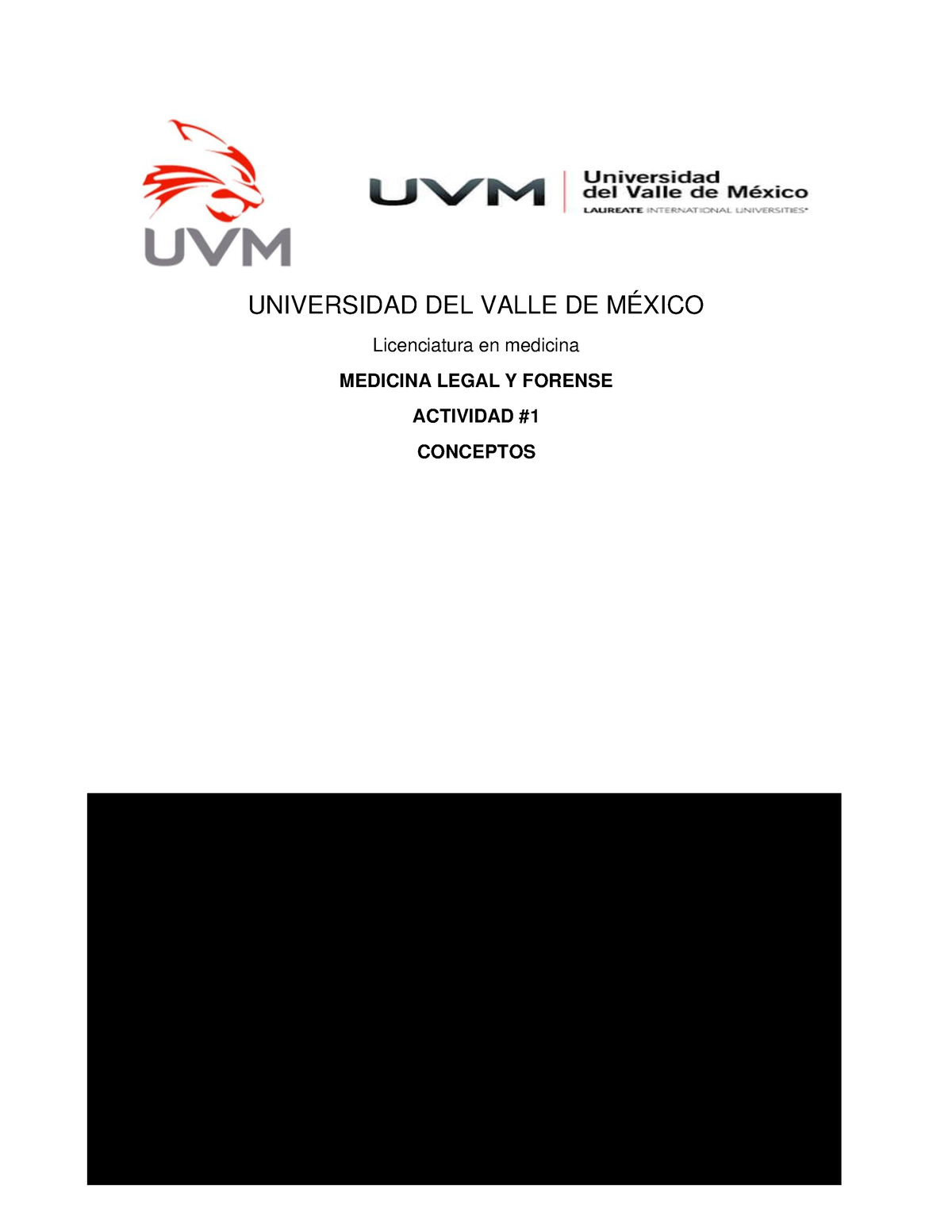 Conceptos Medicina Legal Universidad Del Valle De MÉxico Licenciatura En Medicina Medicina 6577