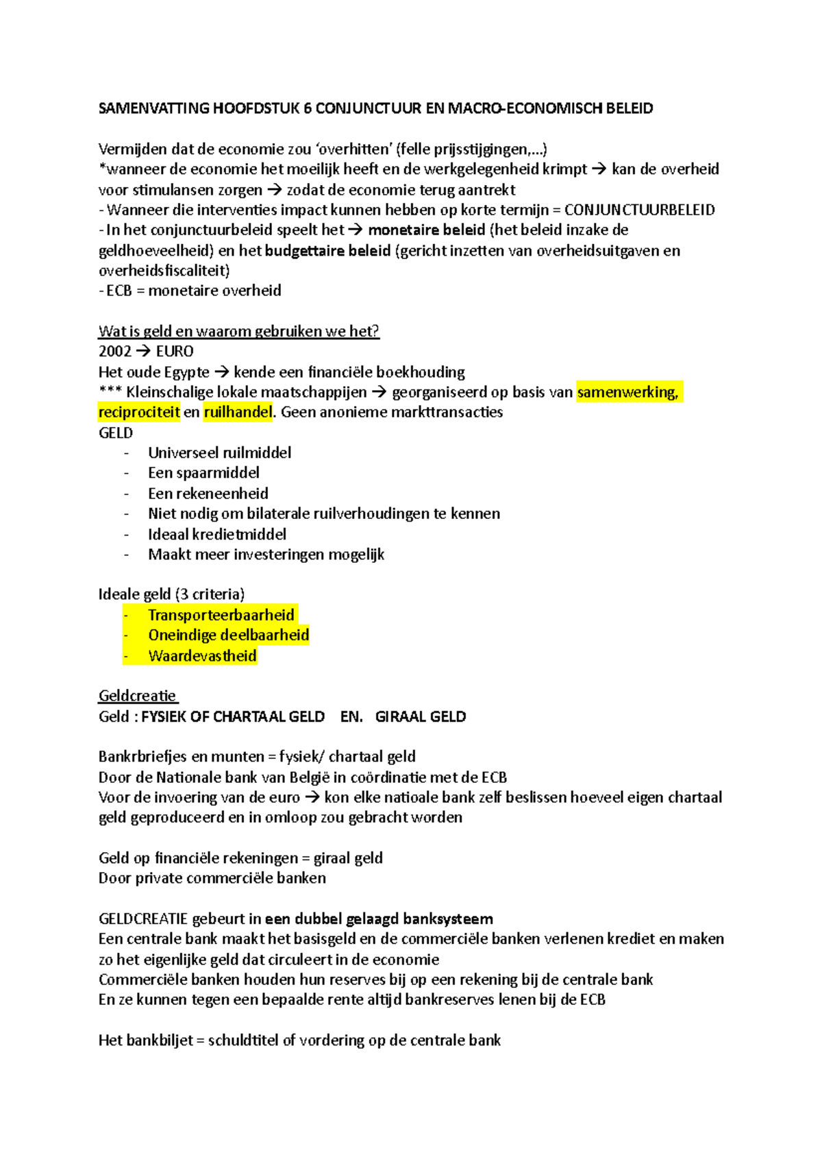 Hoofdstuk 6 - Oikonomia - SAMENVATTING HOOFDSTUK 6 CONJUNCTUUR EN MACRO ...