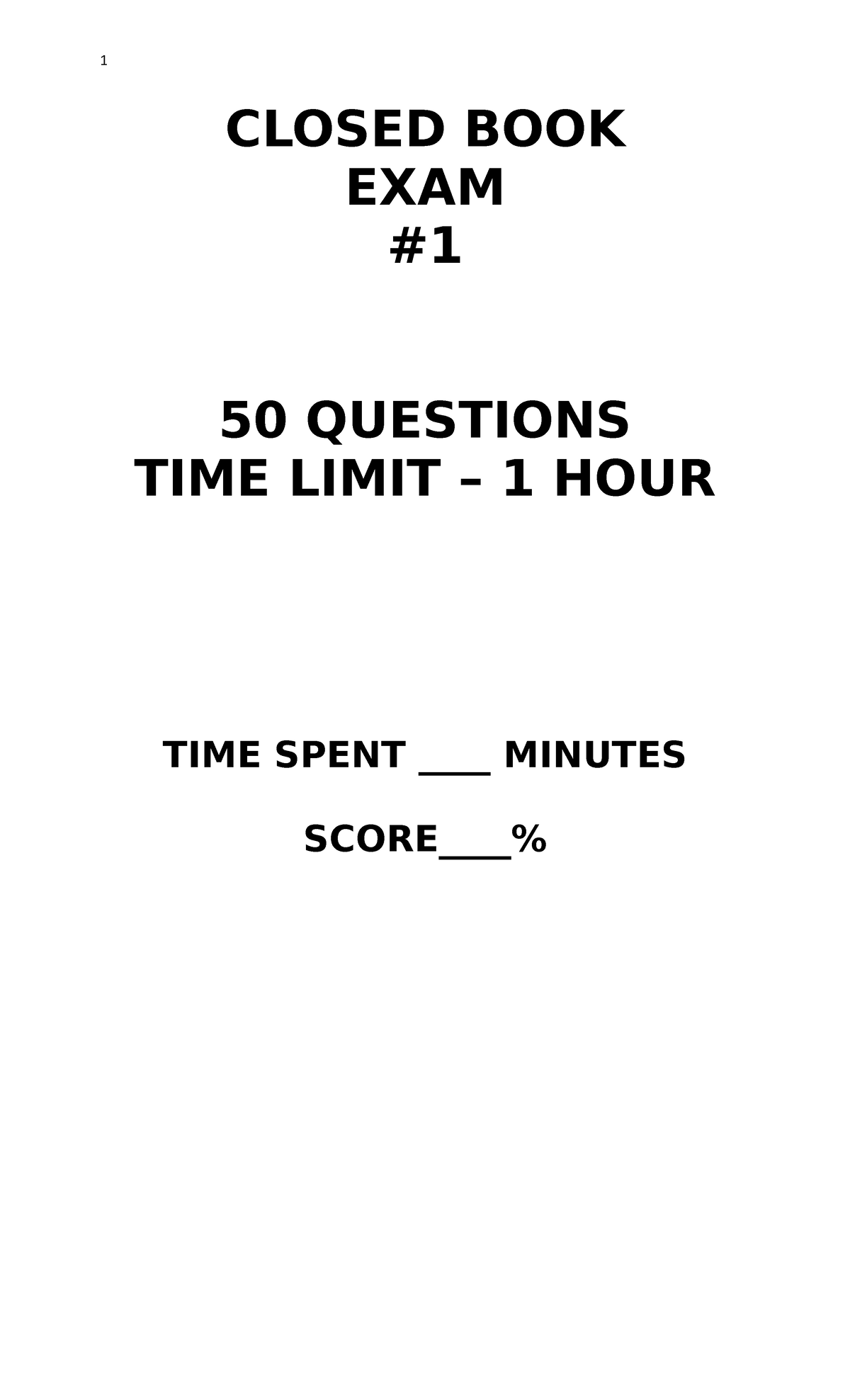 Journeyman- Closed-BOOK - CLOSED BOOK EXAM 50 QUESTIONS TIME LIMIT – 1 ...