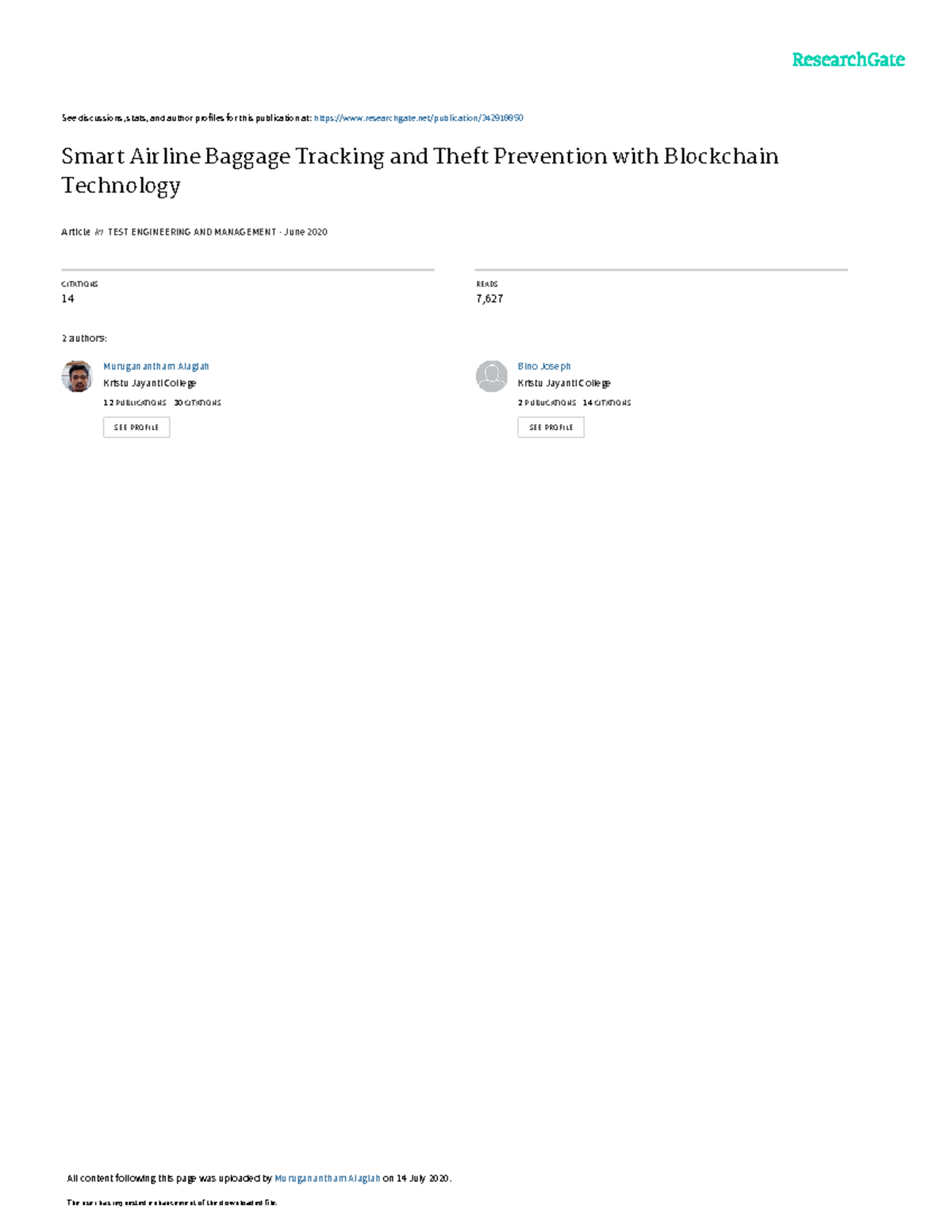 Smart Airline Baggage Trackingand Theft Preventionwith Blockchain