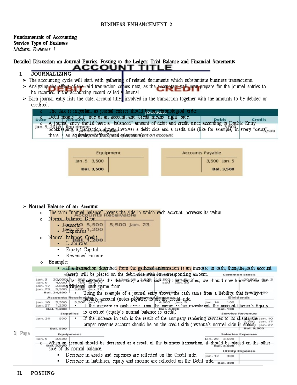 Business Enhancement 2 - Fundamentals of Accounting Midterm (Service ...