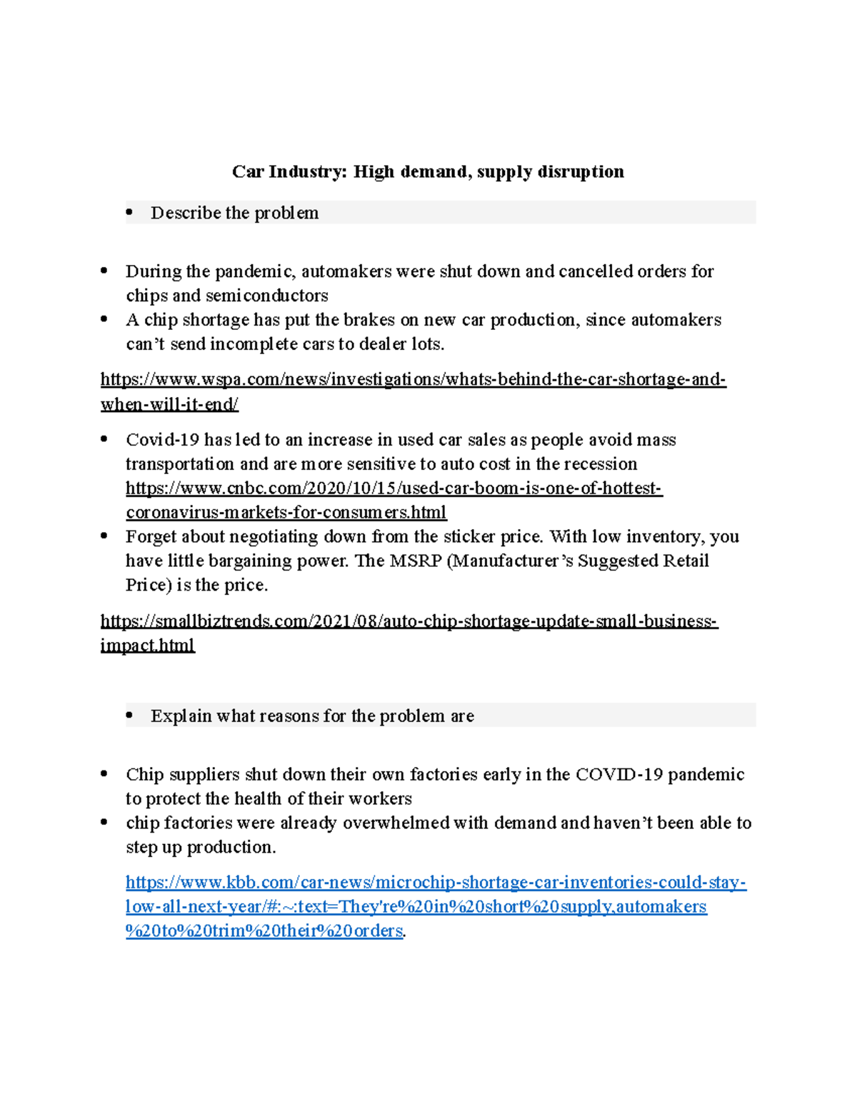 Car Project supply chain Car Industry High demand, supply