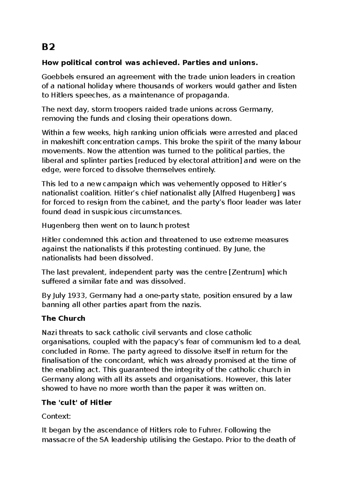 B2 - this is a piece of homework :) - B How political control was ...