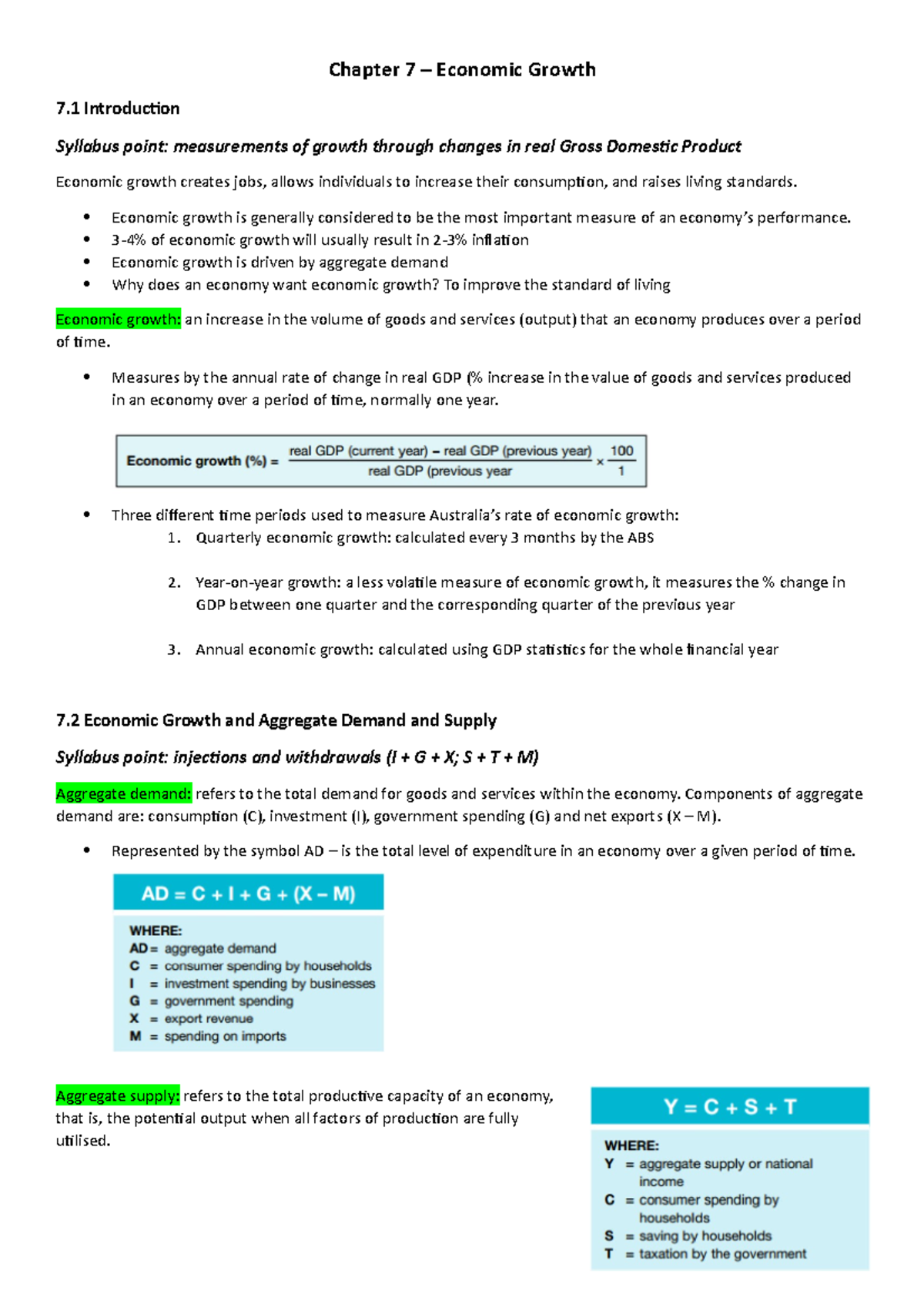 Chapter 7 - Economic Growth - Chapter 7 – Economic Growth 7 ...