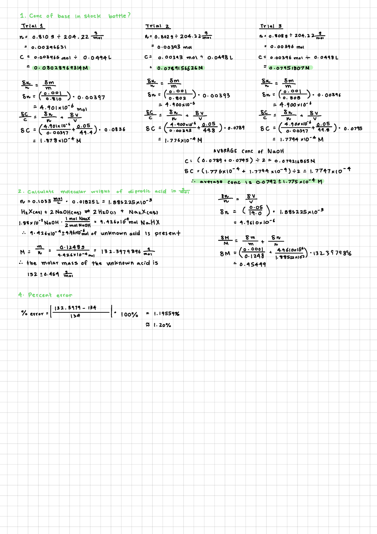 Titration Lab Calculations - Chem 112 - Studocu