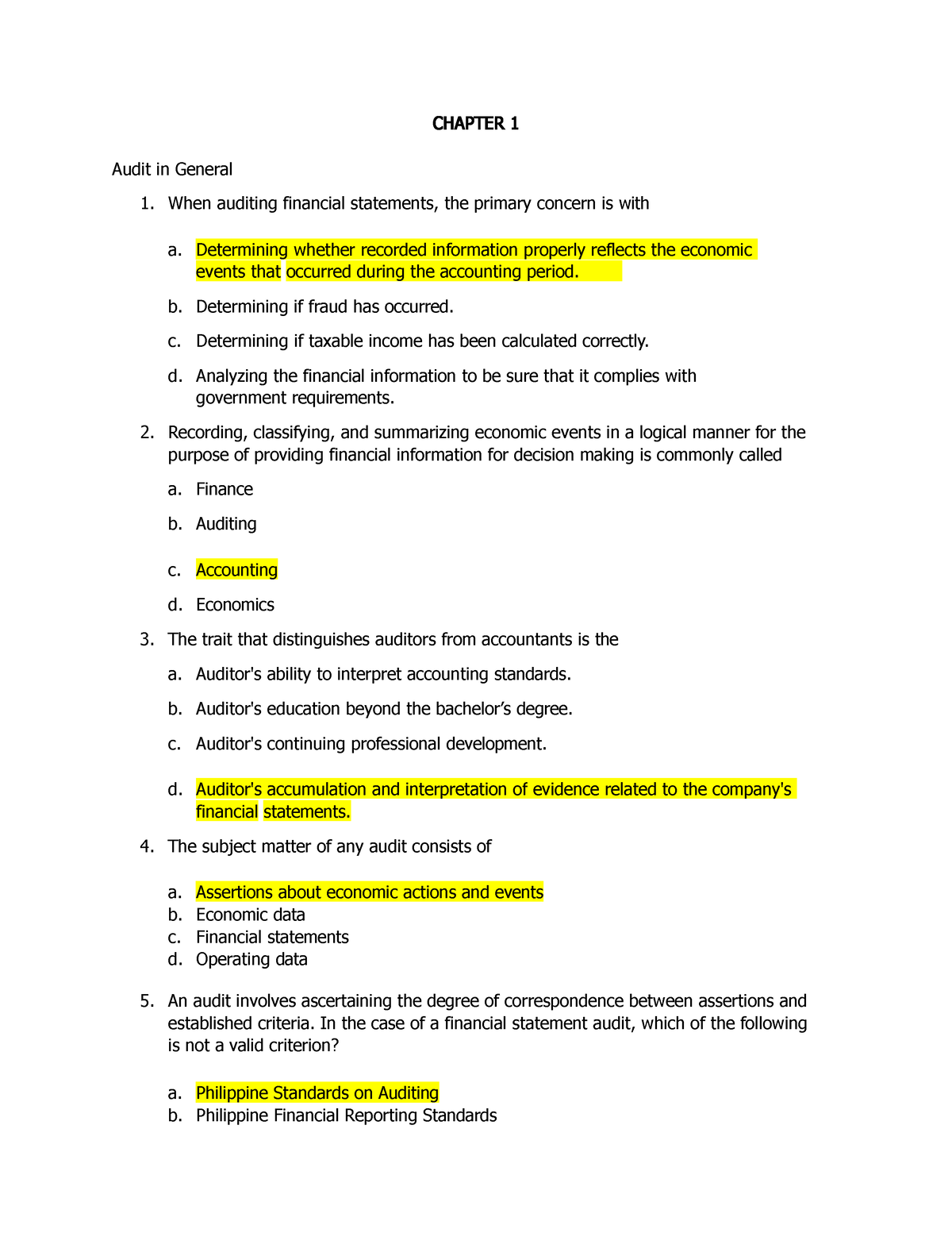 Auditing Theory - 1 - CHAPTER 1 Audit In General When Auditing ...