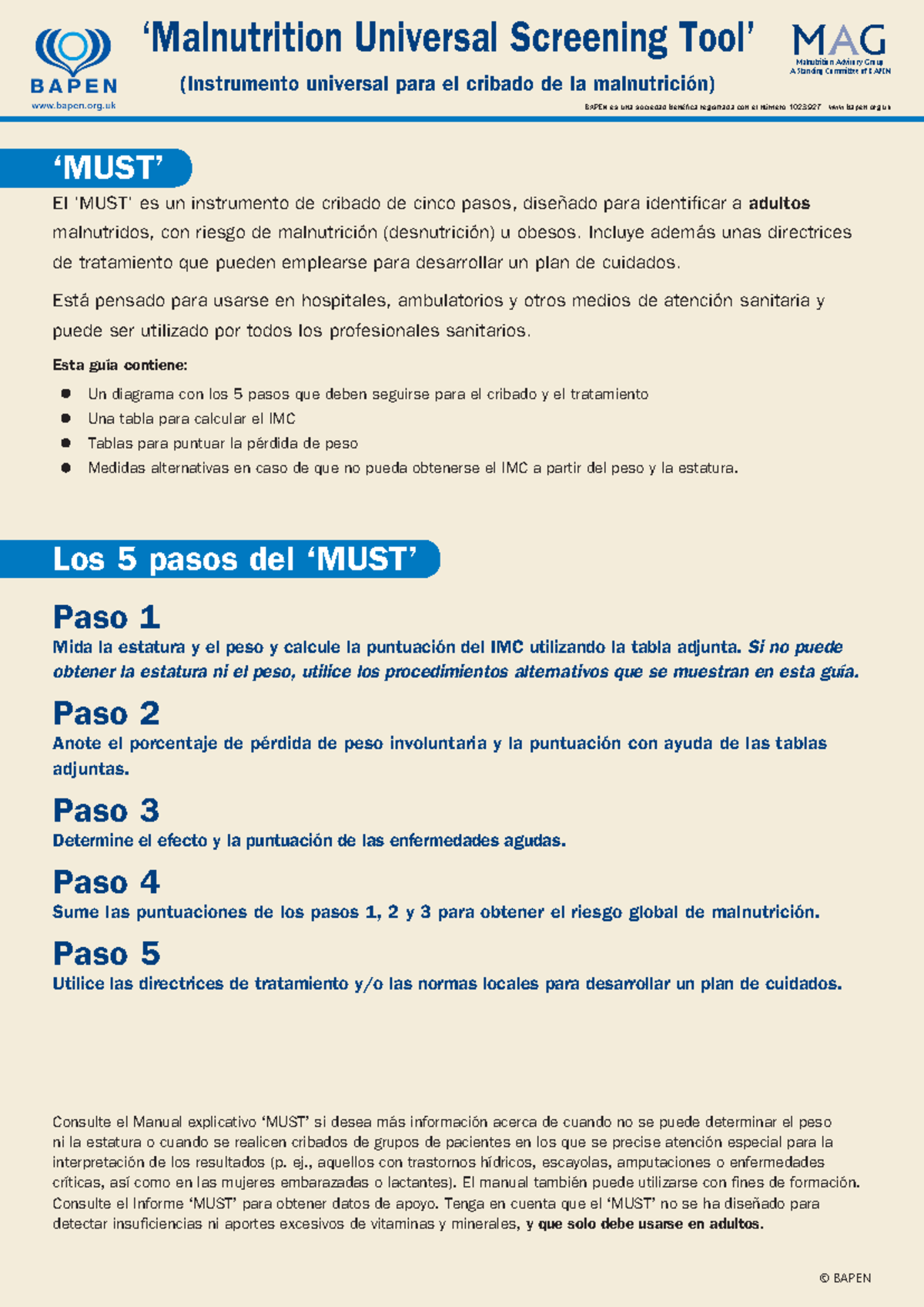 Malnutricion Universal Screening Tool (Must) - El ‘MUST’ es un ...