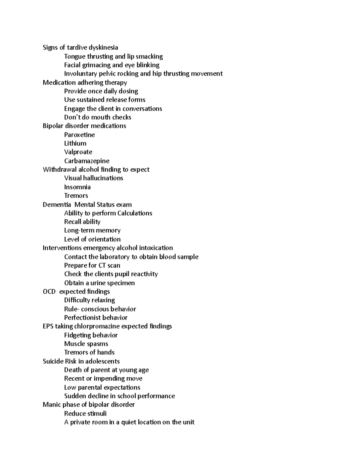 Mental health exam review - Signs of tardive dyskinesia Tongue ...