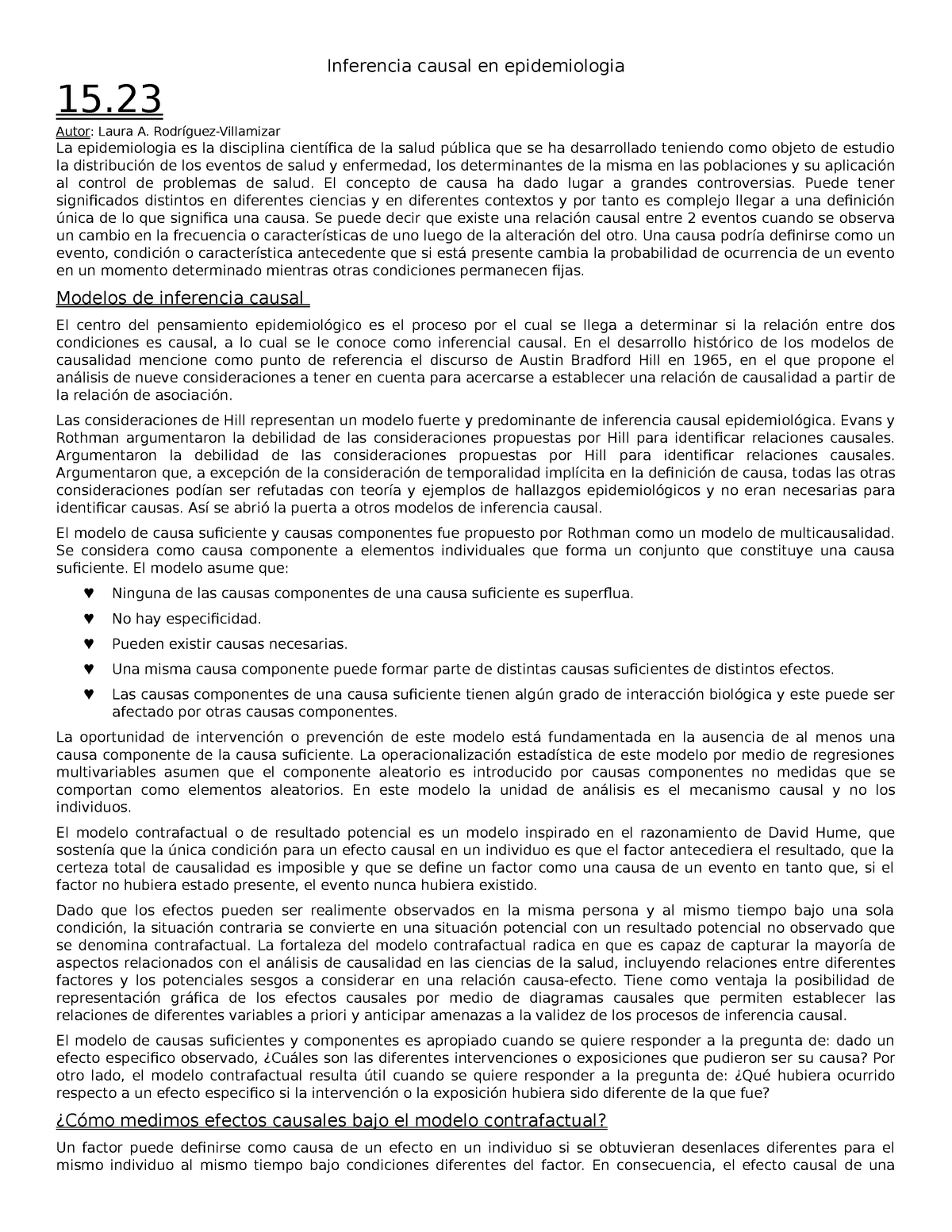 Inferencial causal en epidemiologia - Laura A. Rodriguez-Villamizar -  Inferencia causal en - Studocu