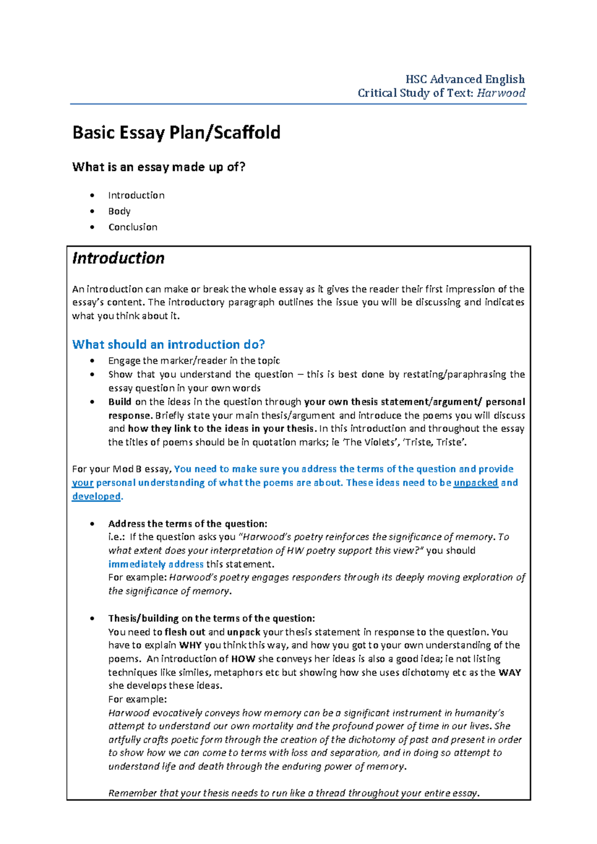 scaffolding essay assignments