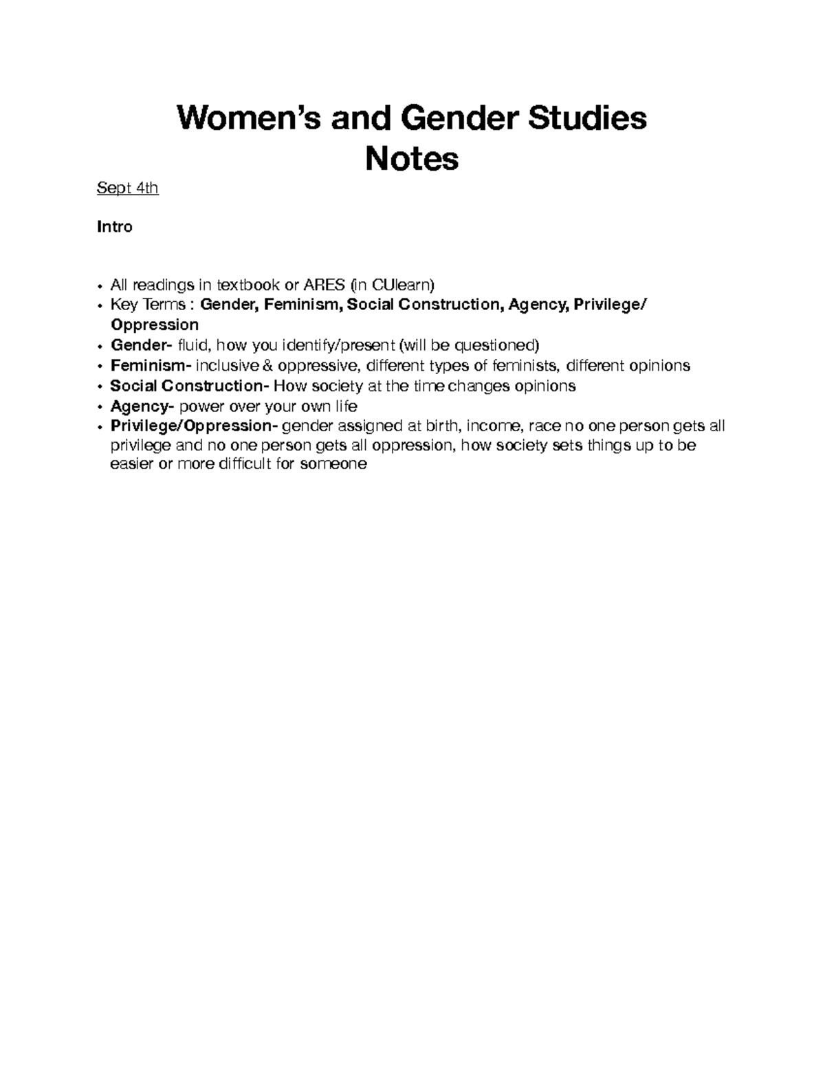 Women's & Gender Studies Notes pdf - Women’s and Gender Studies Notes ...