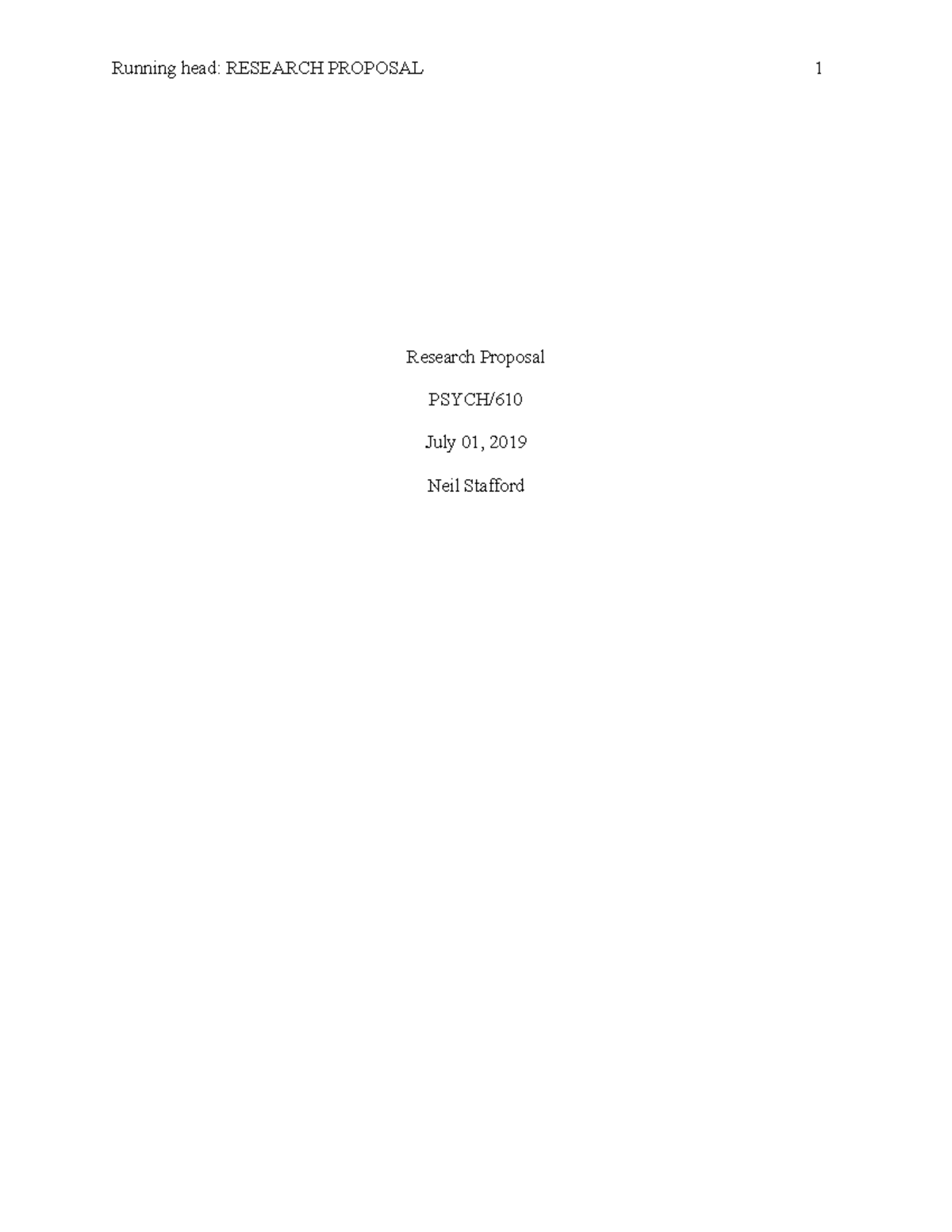 Research Proposal - Grade: A - Running head: RESEARCH PROPOSAL 1 ...