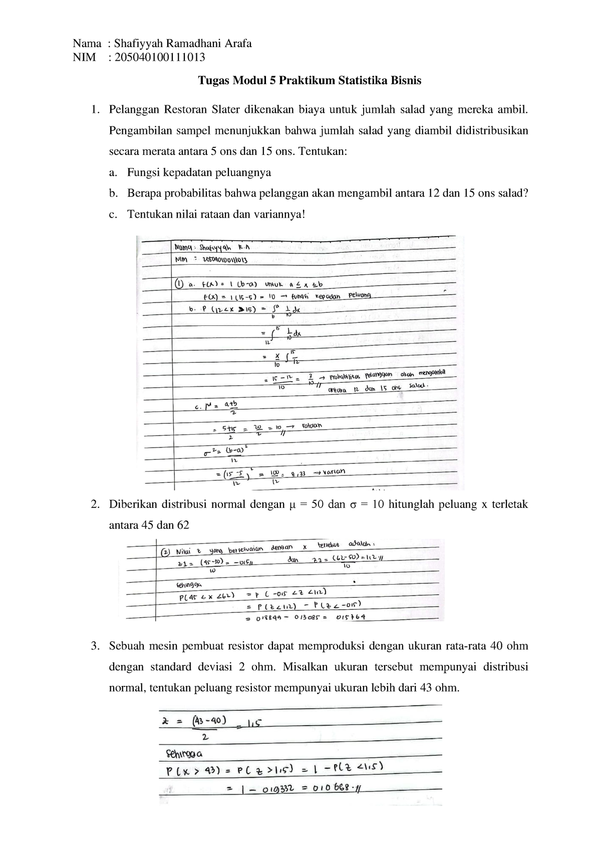 contoh assignment statistik perniagaan