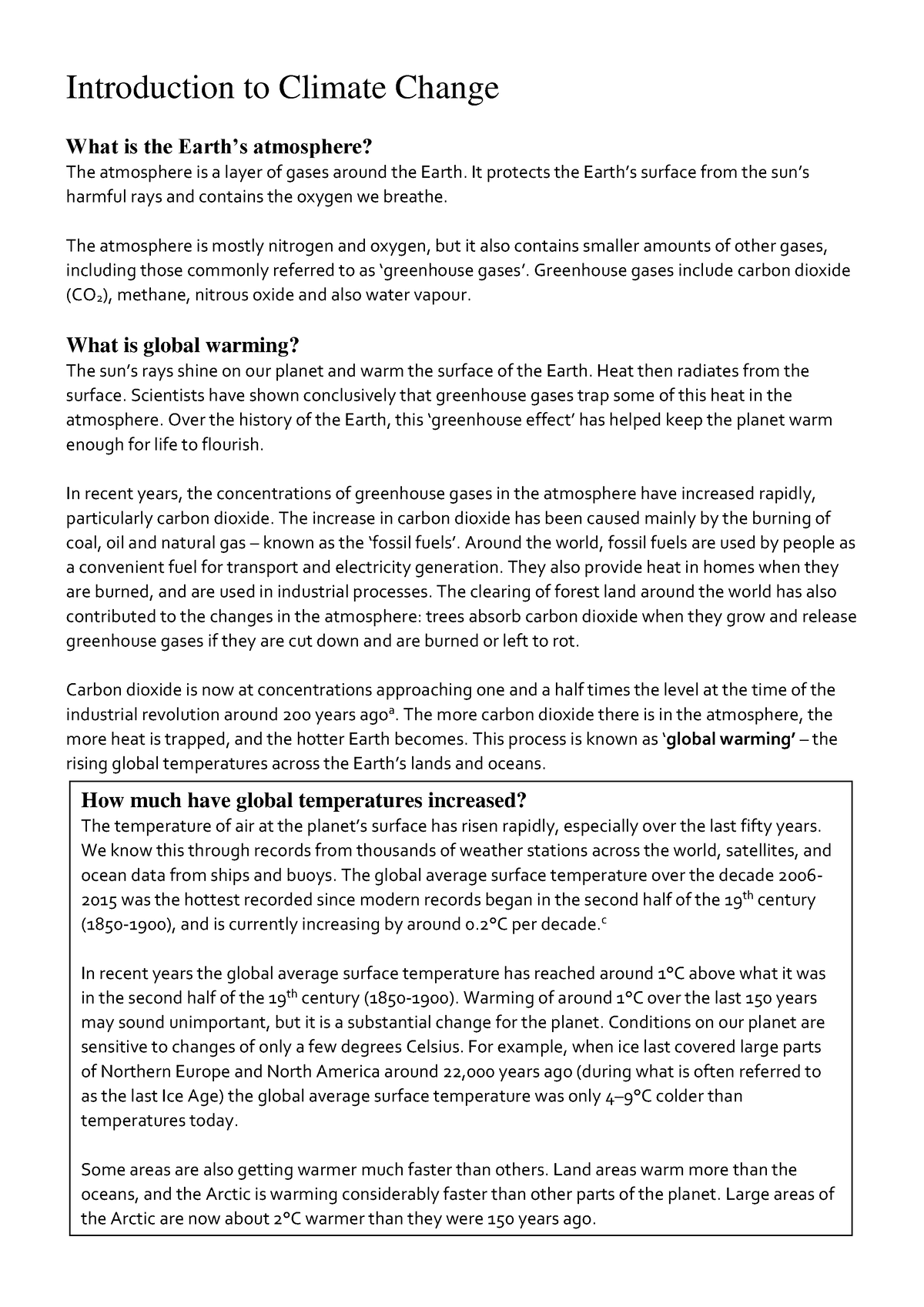 climate change speech introduction body conclusion