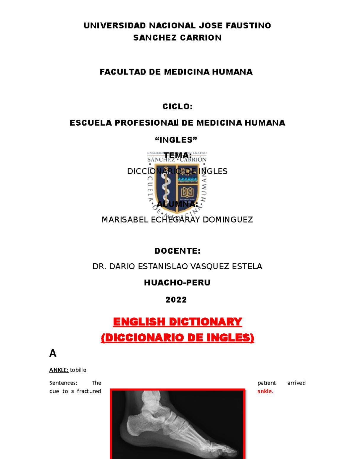 Diccionario de Ingles ENGLISH DICTIONARY (DICCIONARIO DE INGLES) A