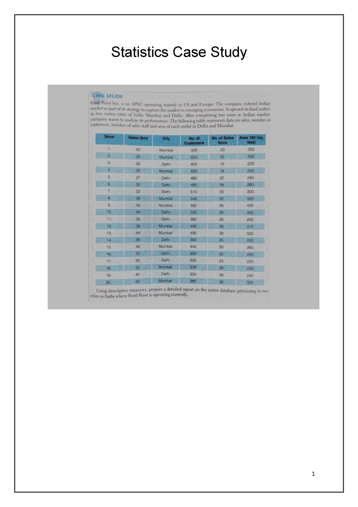 sample case study in statistics