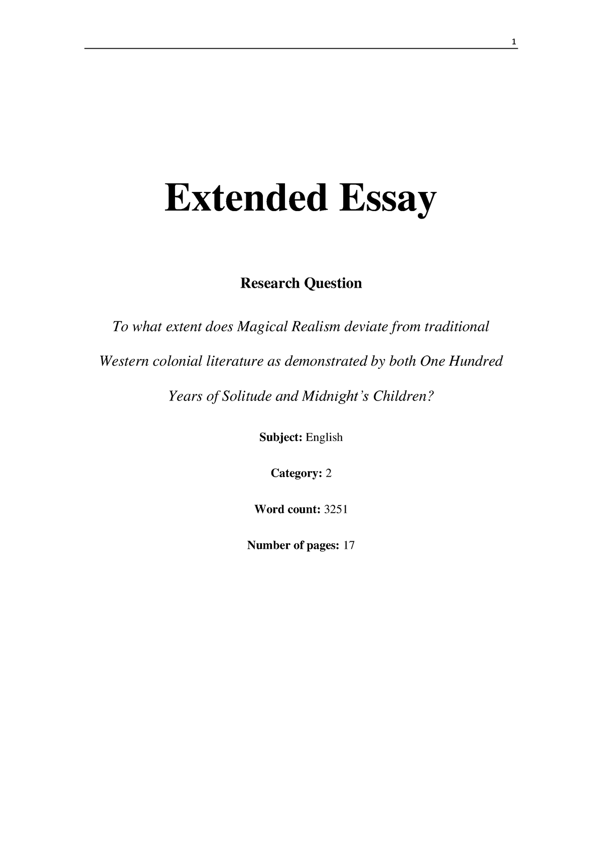 art extended essay research question