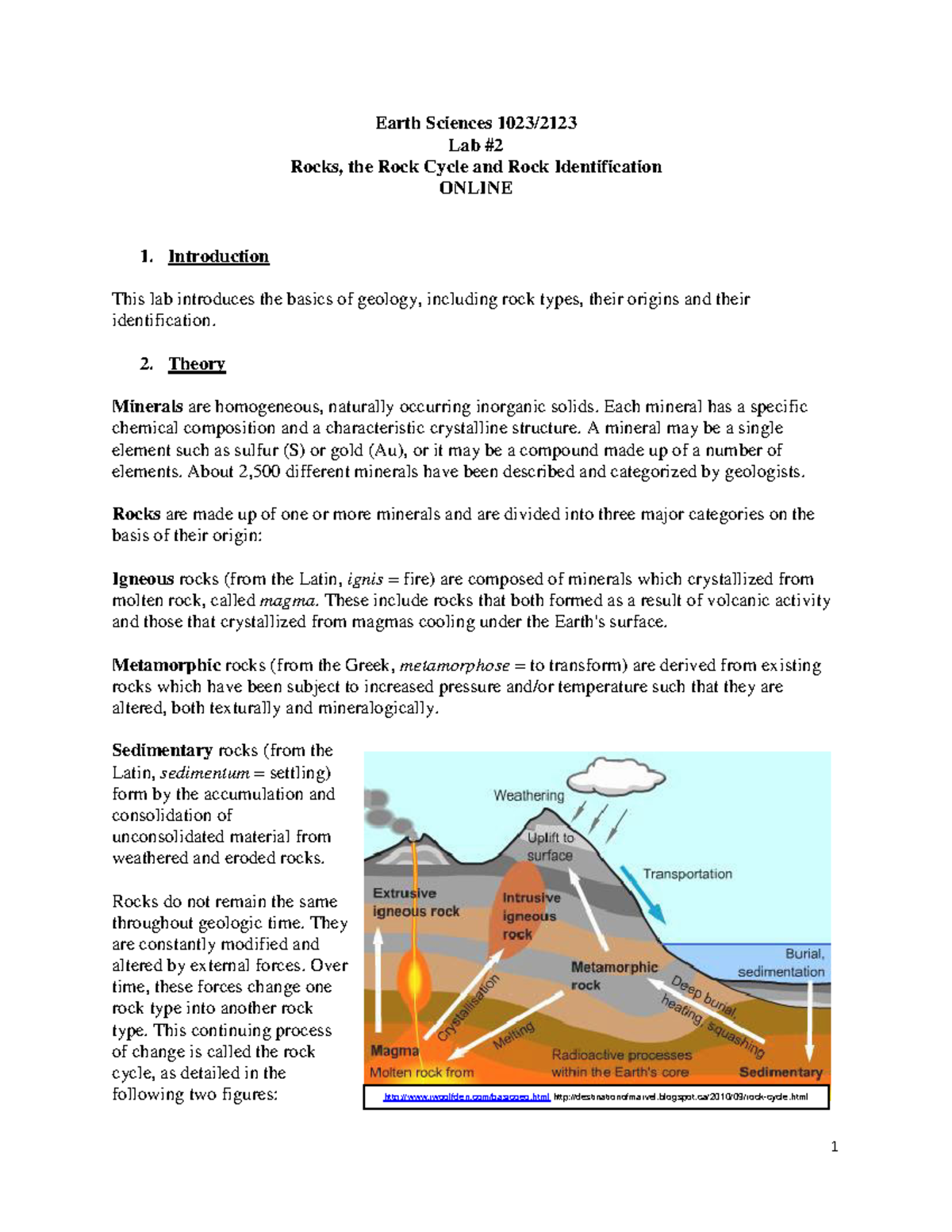ES 10232123Lab2 Rocks Identification online Earth Sciences 1023