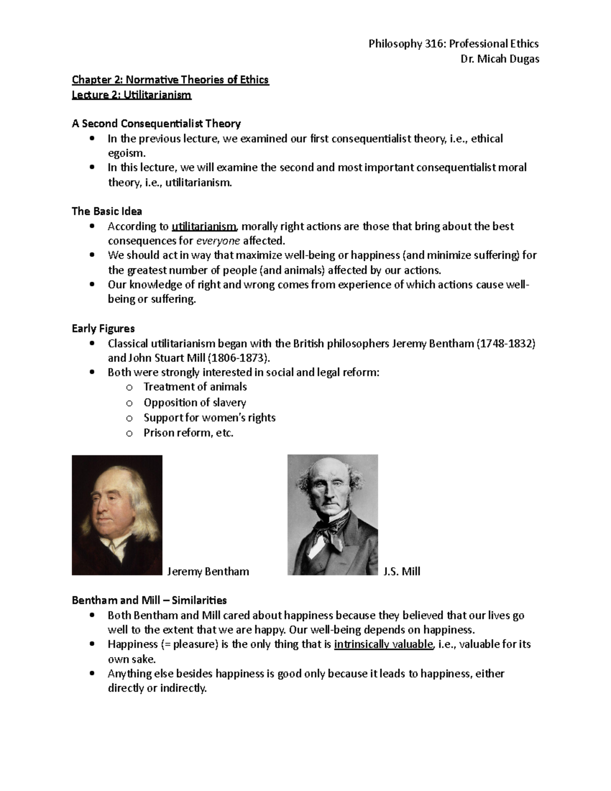 Chapter 2 - Lecture 2 - Dr. Micah Dugas Chapter 2: Normative Theories ...
