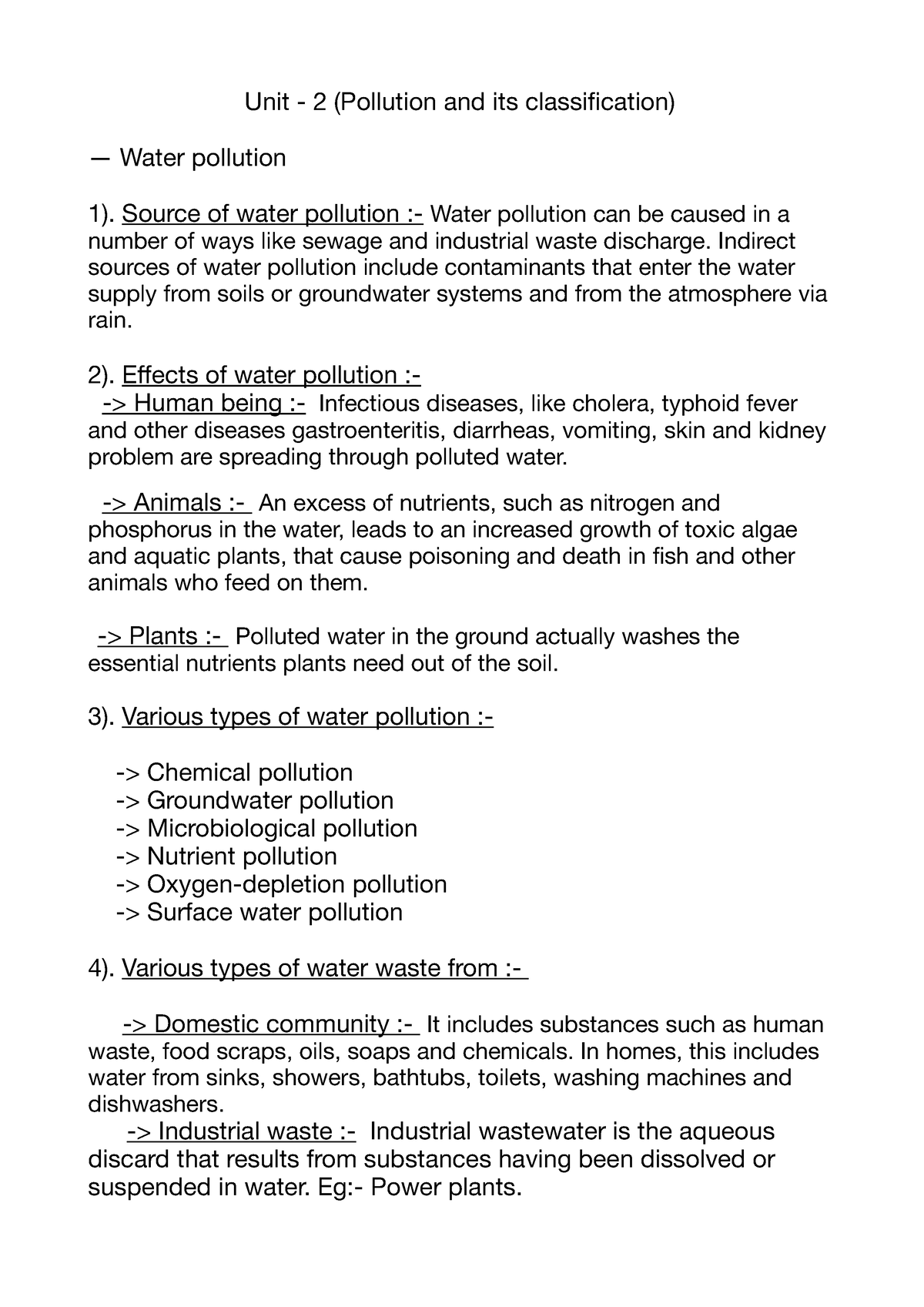 EEDM notes Unit - 2 (half) - Unit - 2 (Pollution and its classification ...