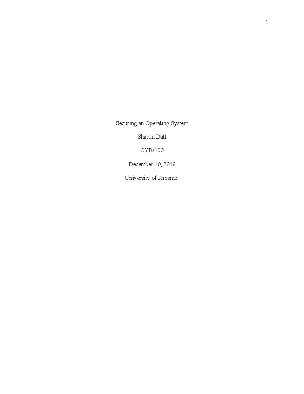 Securing an Operating System Assignment - Securing an Operating System ...