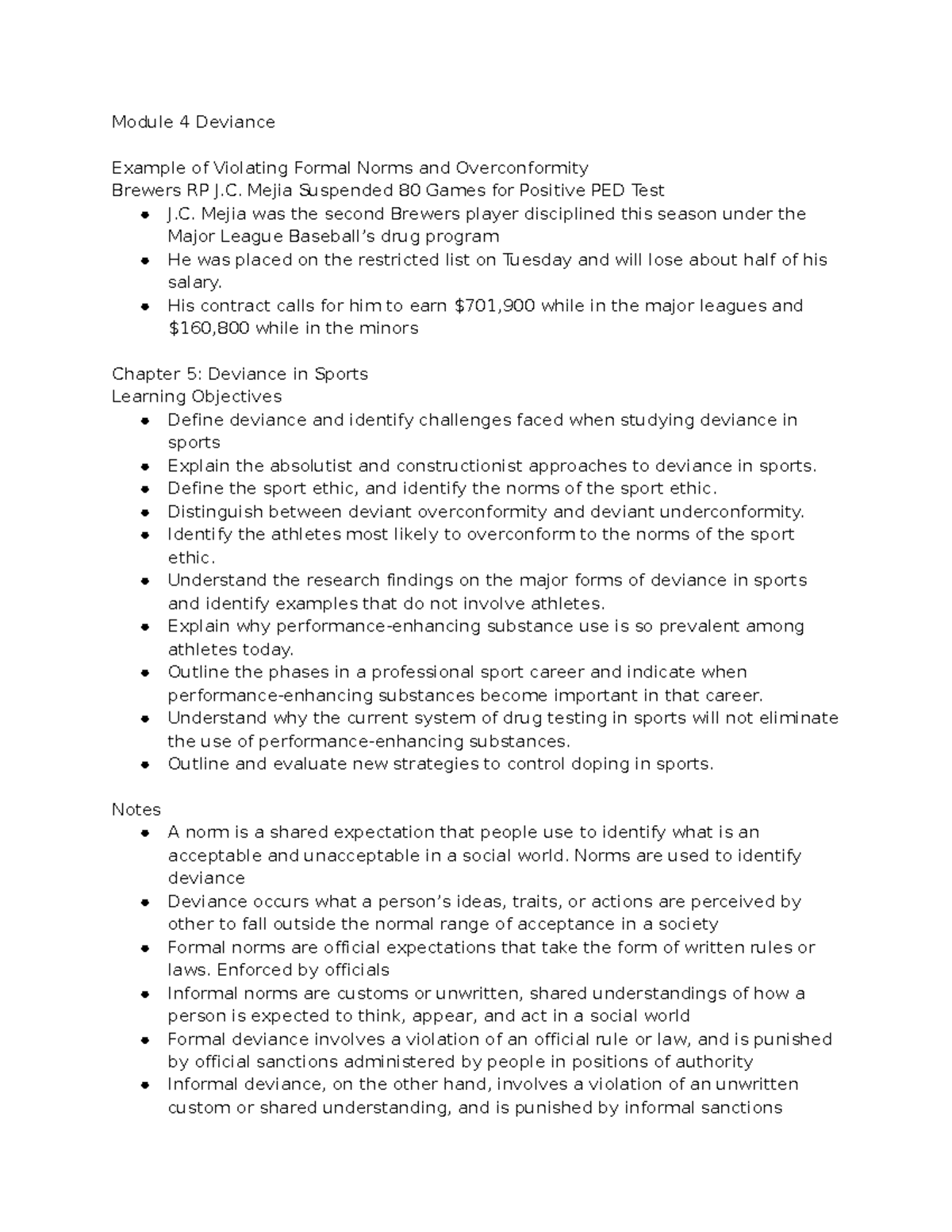 Module 4 Deviance - Notes based off of assigned readings from Mr. Wyatt ...