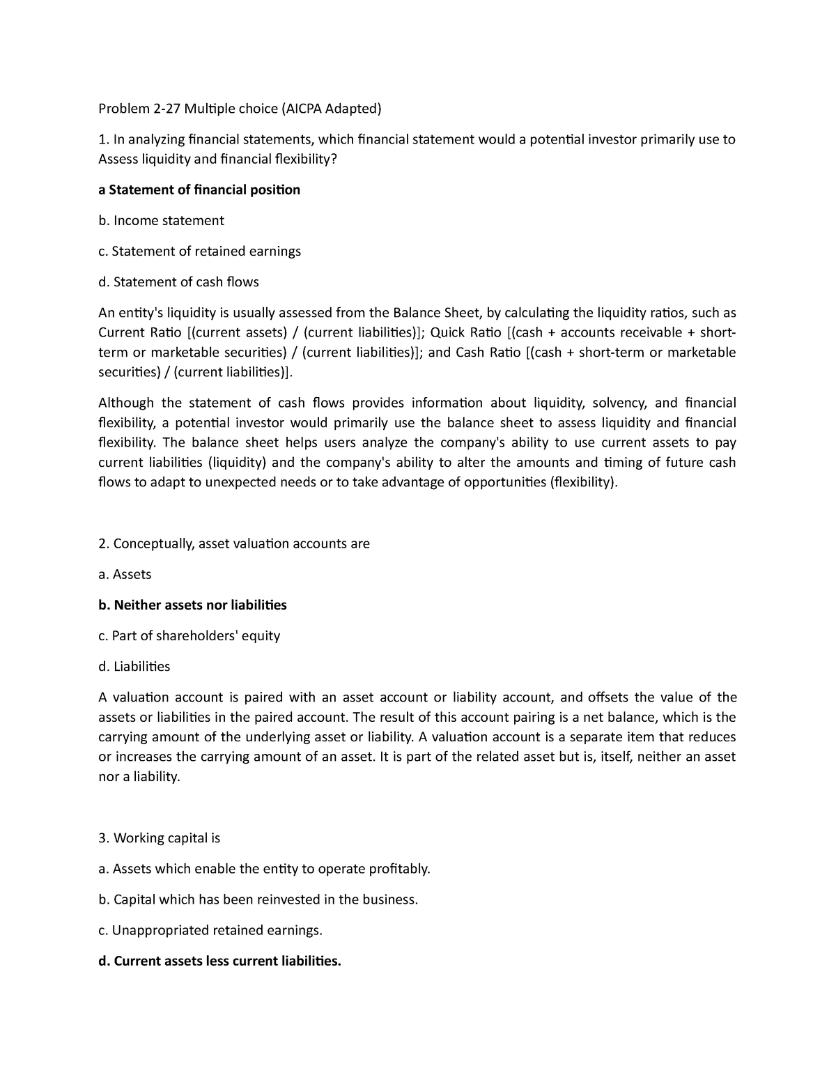 2-27 - Chapter 2 IA3 Problem 27 - Problem 2-27 Multiple Choice (AICPA ...