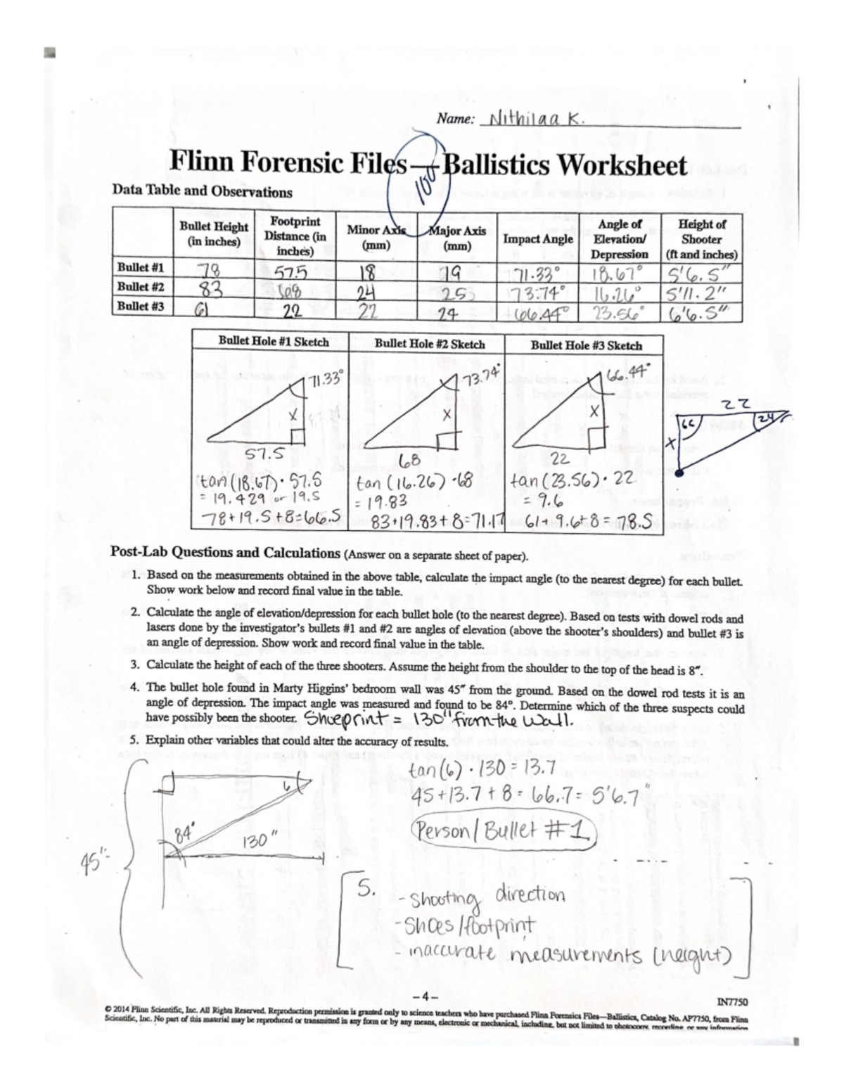 Flinn Forensic Files- Ballistics Worksheet - Studocu