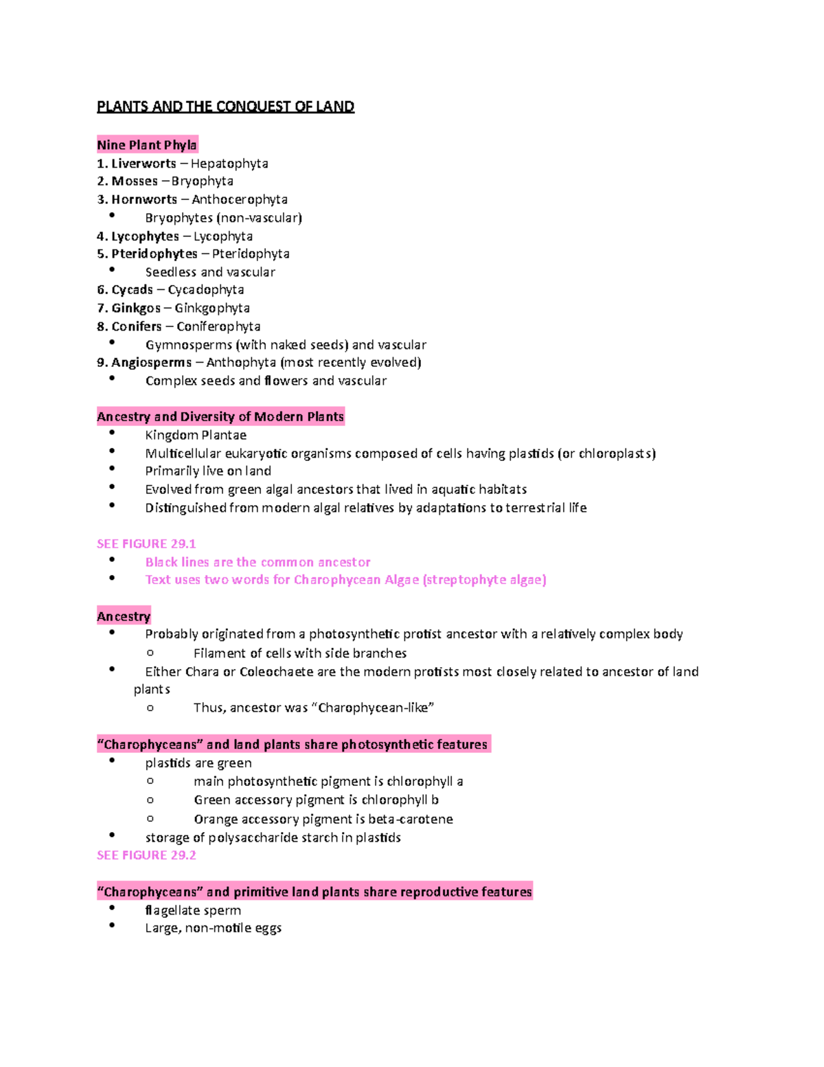 Plants AND THE Conquest OF LAND BIOL1P92 PLANTS AND THE CONQUEST OF
