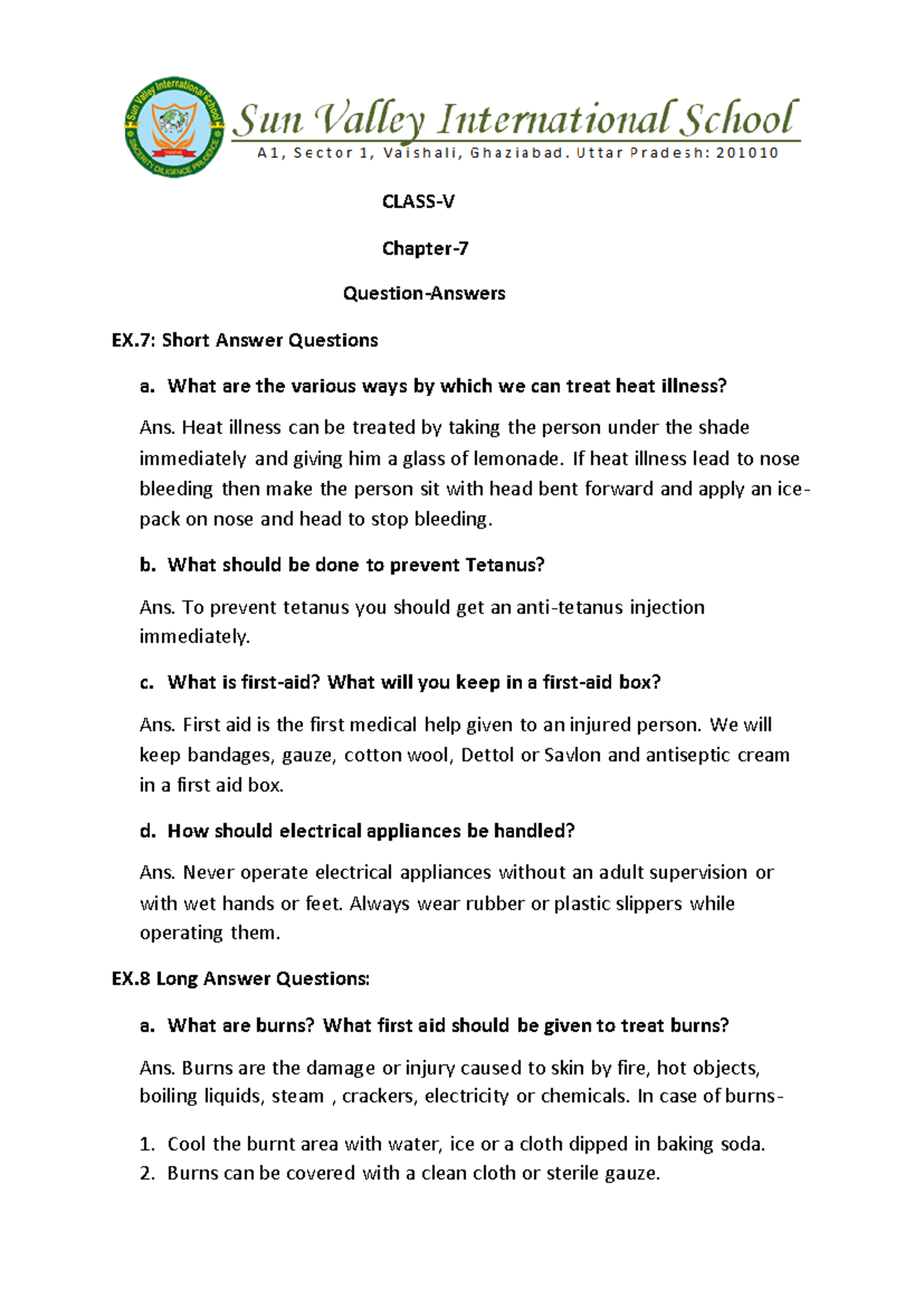 Science- ch.7-Ques-Ans - CLASS-V Chapter- 7 Question-Answers EX: Short ...